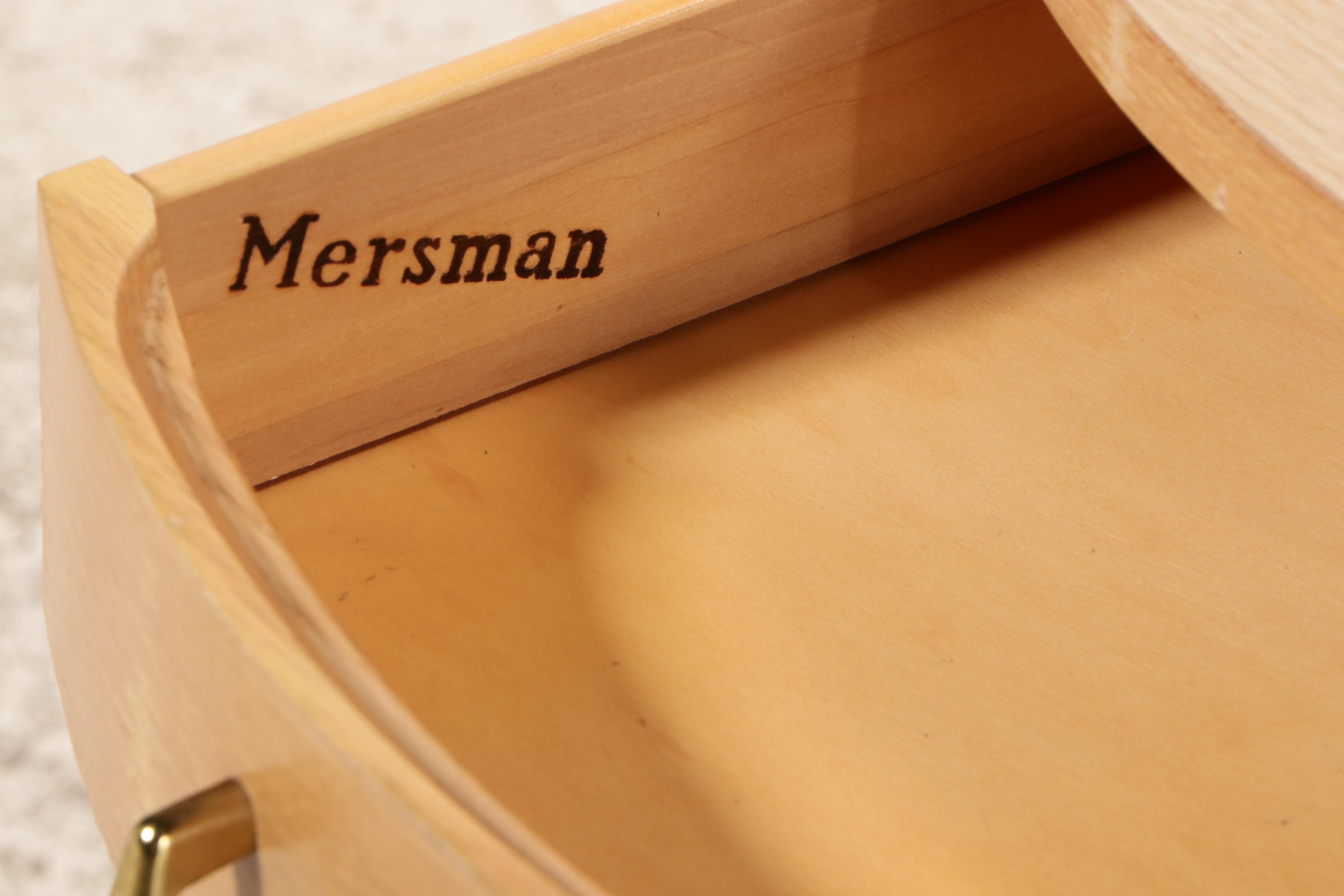 Mersman Mid Century Modern Blonde Oak and Laminate Top Side Table