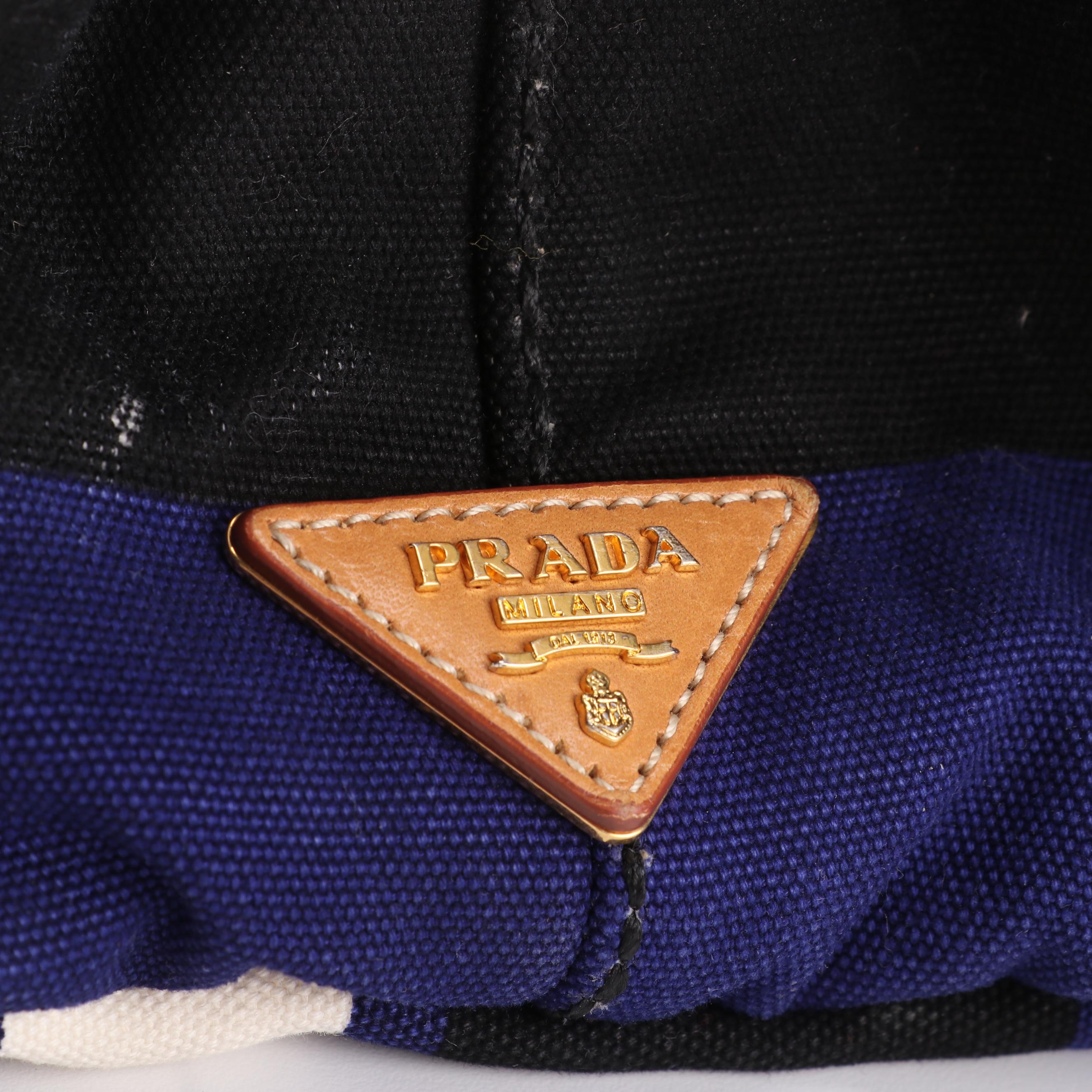 Prada Canapa Logo Tote in Striped Canvas