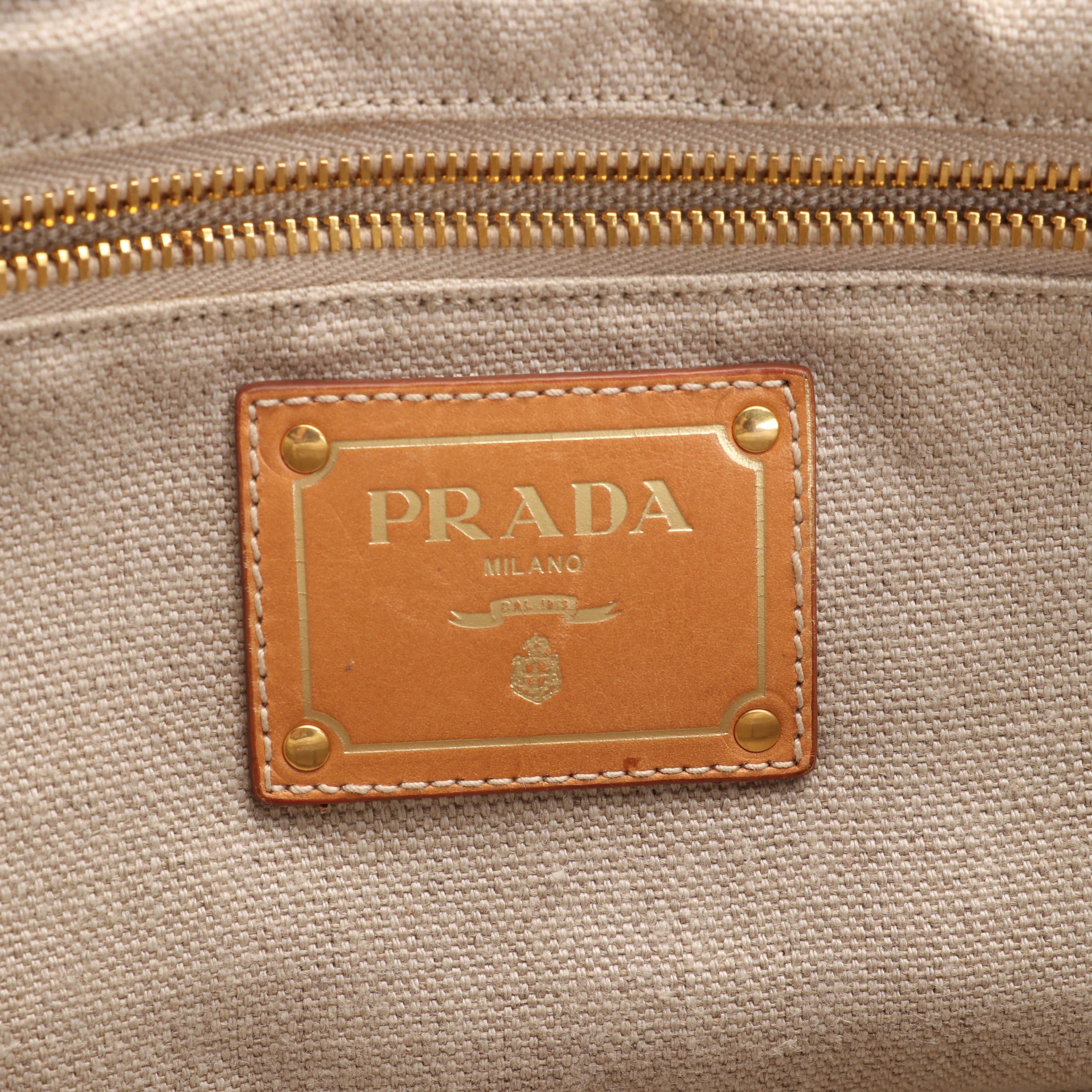 Prada Canapa Logo Tote in Striped Canvas
