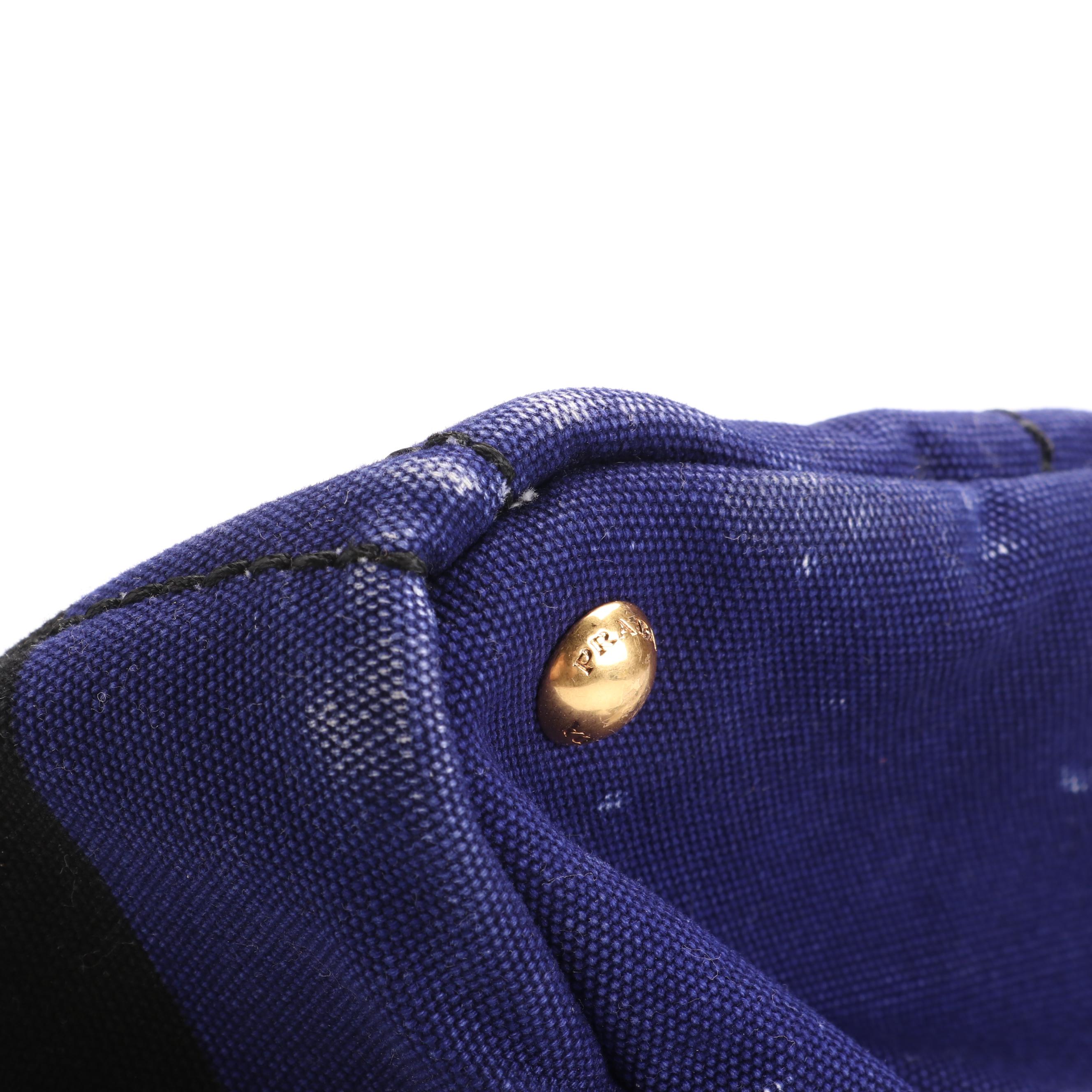 Prada Canapa Logo Tote in Striped Canvas