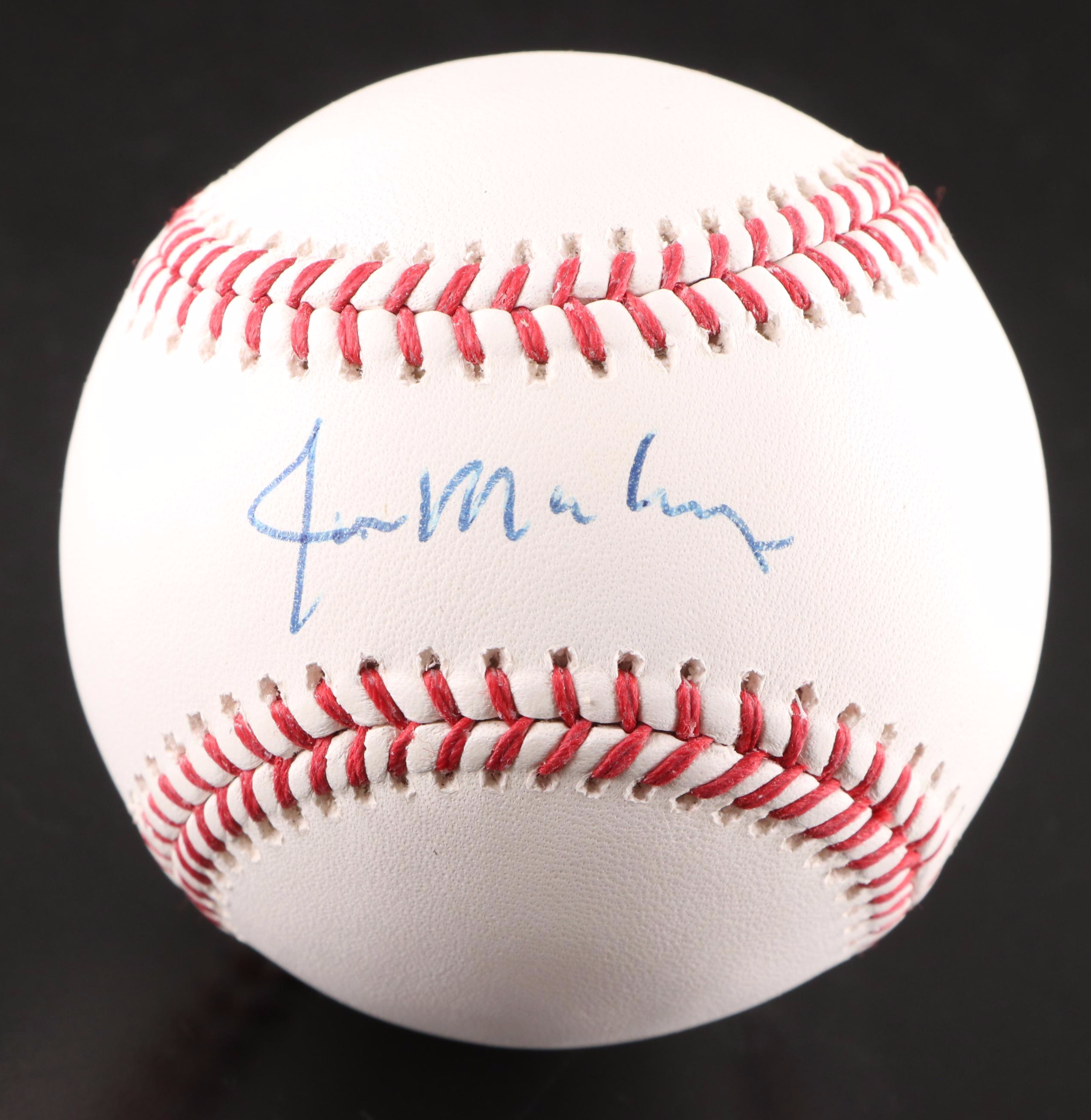 Jim Maloney, Leo Cardines, and Buddy Bell Signed Rawlings Baseballs in Displays