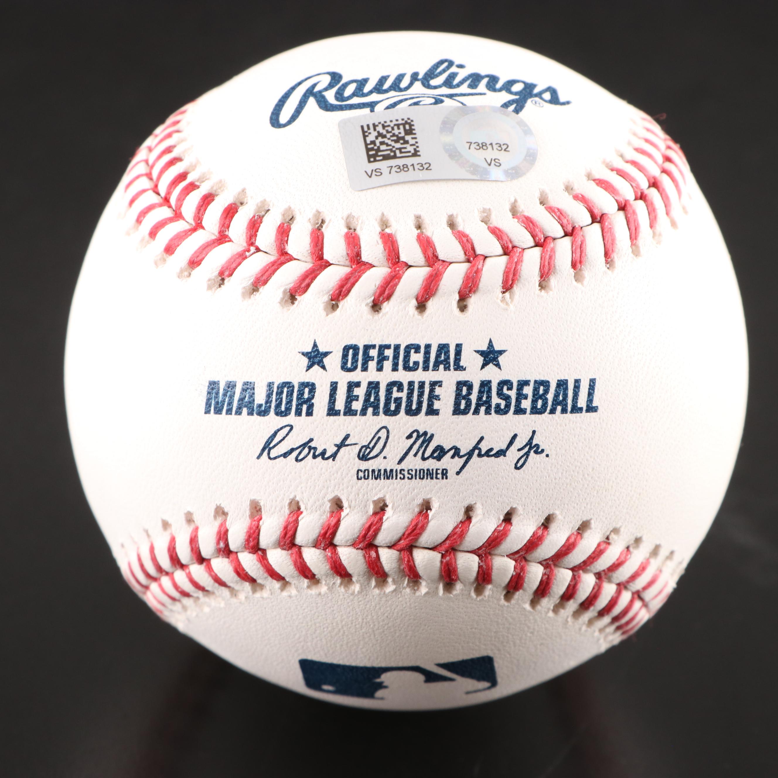 Jim Maloney, Leo Cardines, and Buddy Bell Signed Rawlings Baseballs in Displays