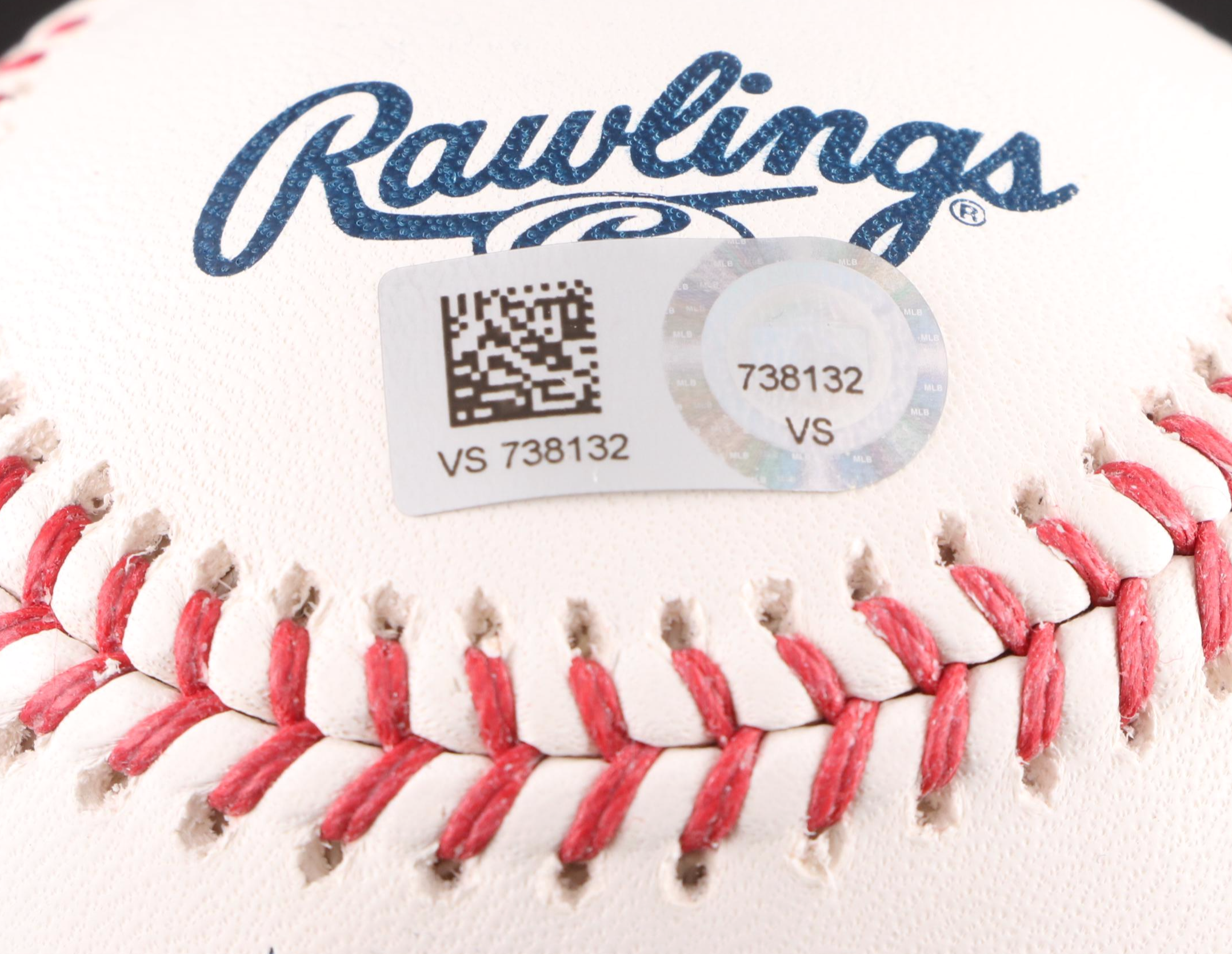 Jim Maloney, Leo Cardines, and Buddy Bell Signed Rawlings Baseballs in Displays