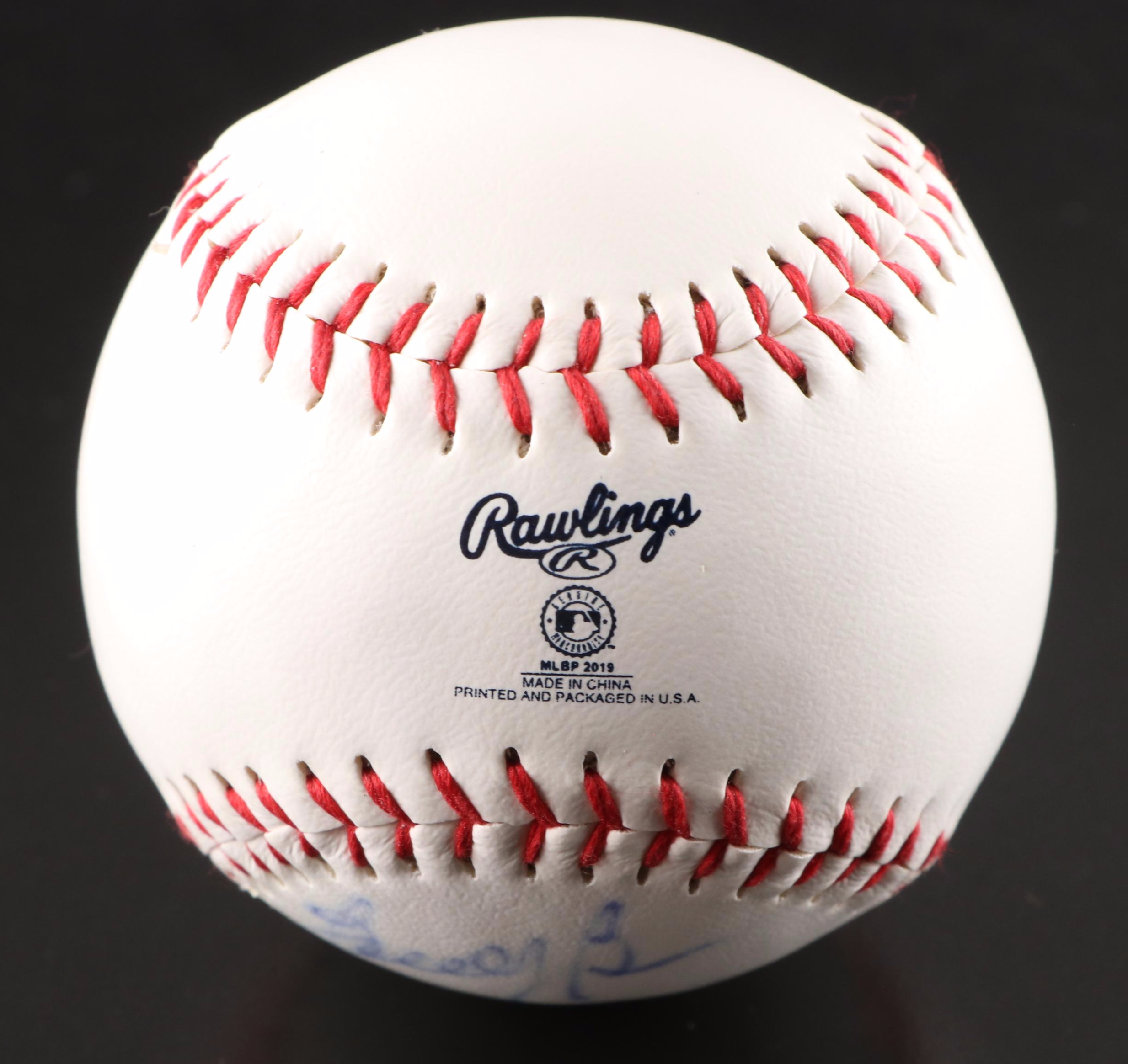 Jim Maloney, Leo Cardines, and Buddy Bell Signed Rawlings Baseballs in Displays