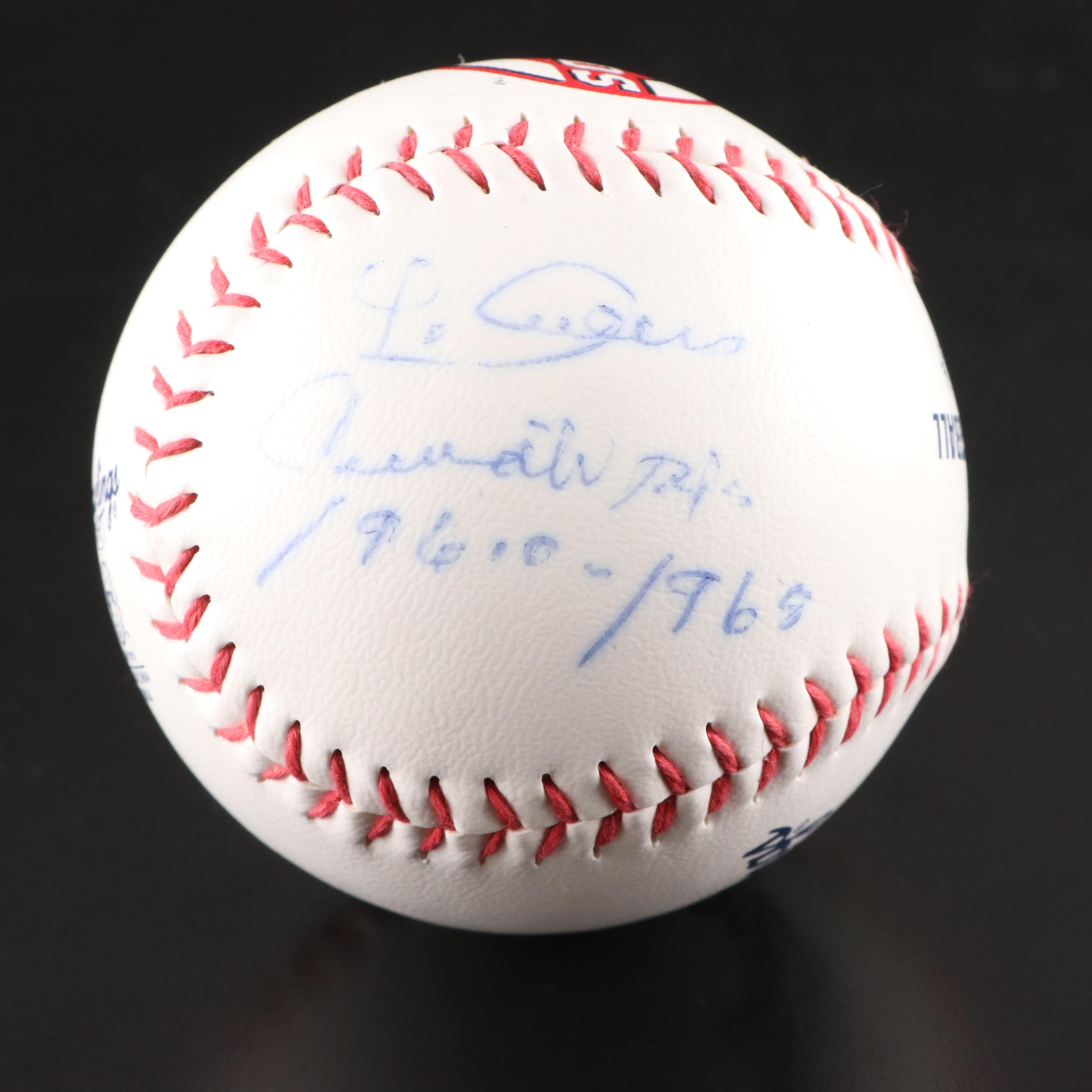 Jim Maloney, Leo Cardines, and Buddy Bell Signed Rawlings Baseballs in Displays