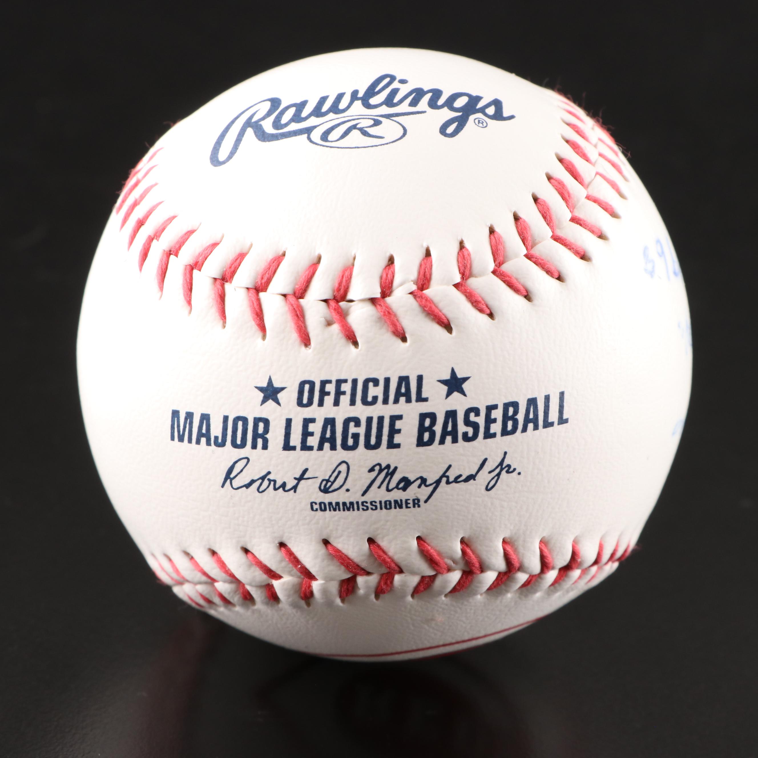 Jim Maloney, Leo Cardines, and Buddy Bell Signed Rawlings Baseballs in Displays