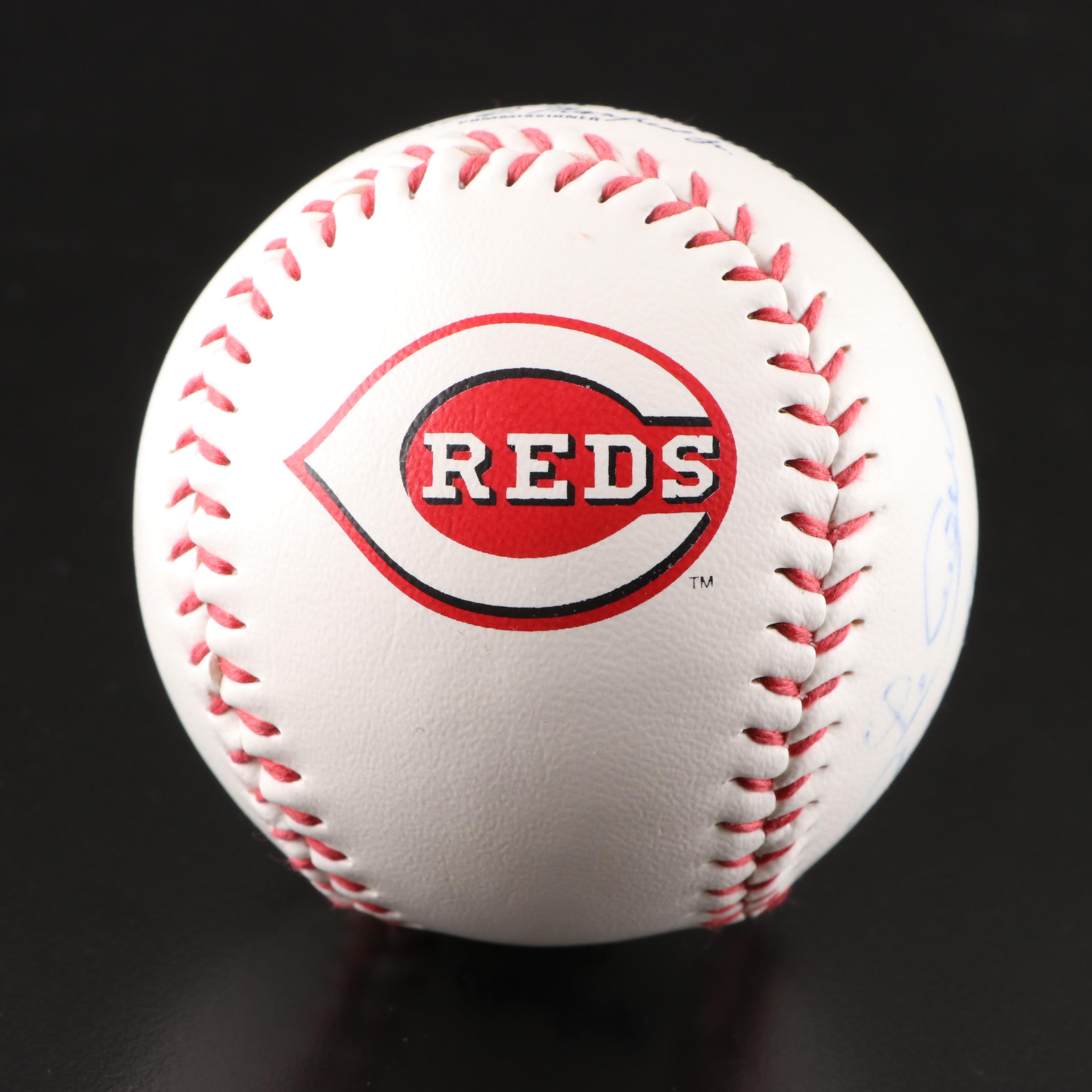 Jim Maloney, Leo Cardines, and Buddy Bell Signed Rawlings Baseballs in Displays