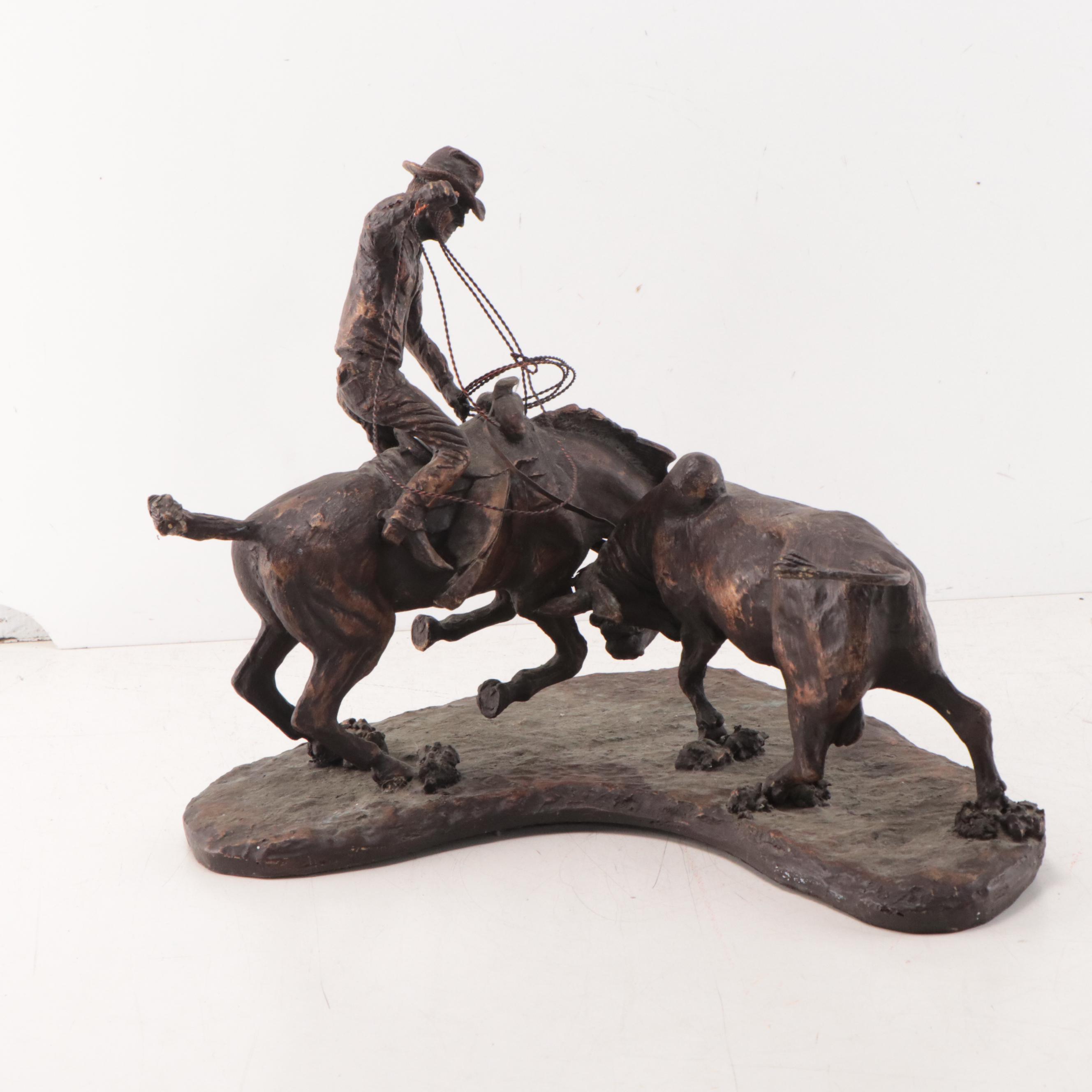 Richard Hicks Bronze-Painted Plaster Cowboy Sculpture, 1968