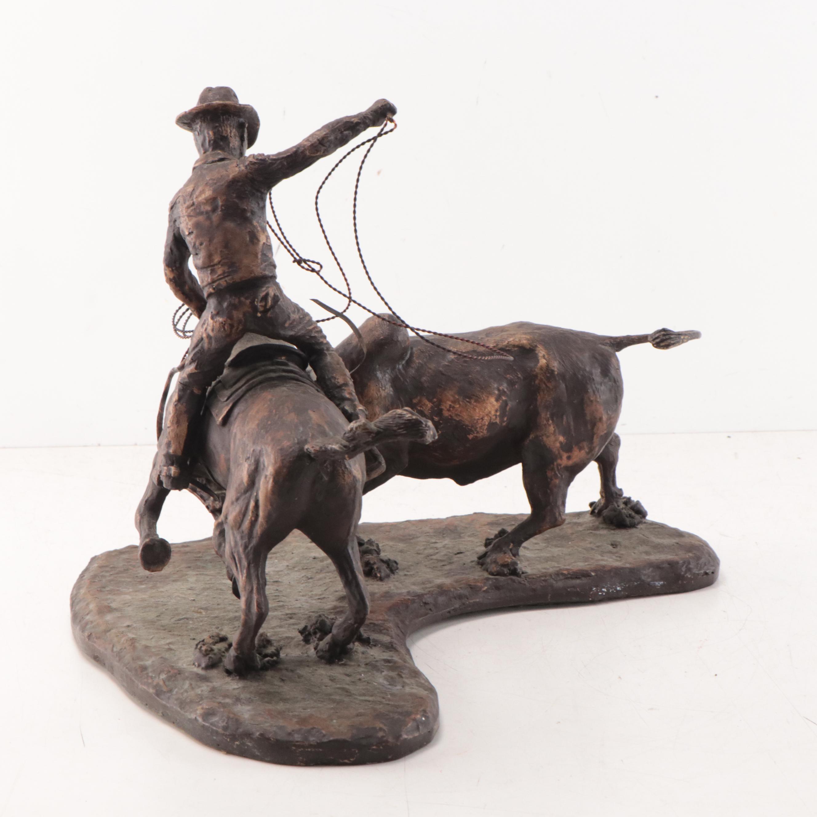 Richard Hicks Bronze-Painted Plaster Cowboy Sculpture, 1968