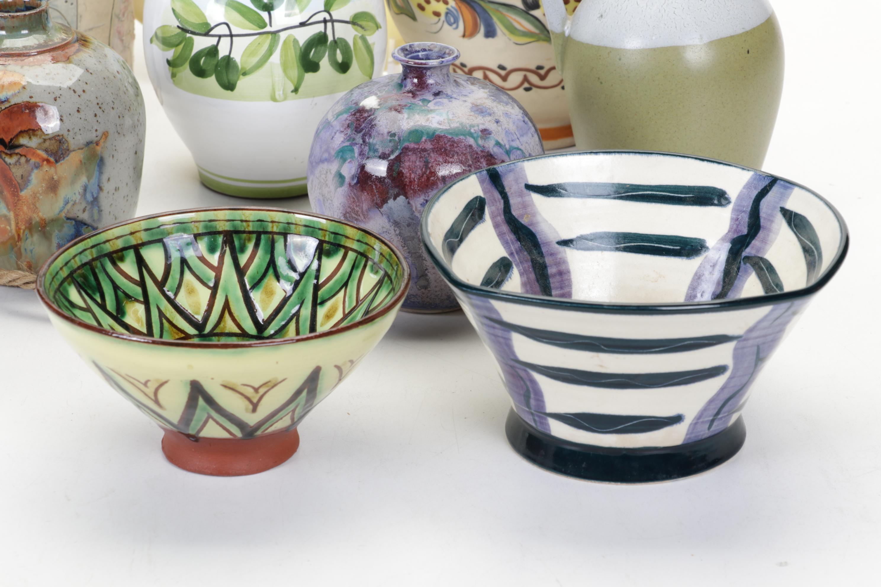 Pigeon Forge Pottery Bi-Color Jug and Other Colorful Art Pottery