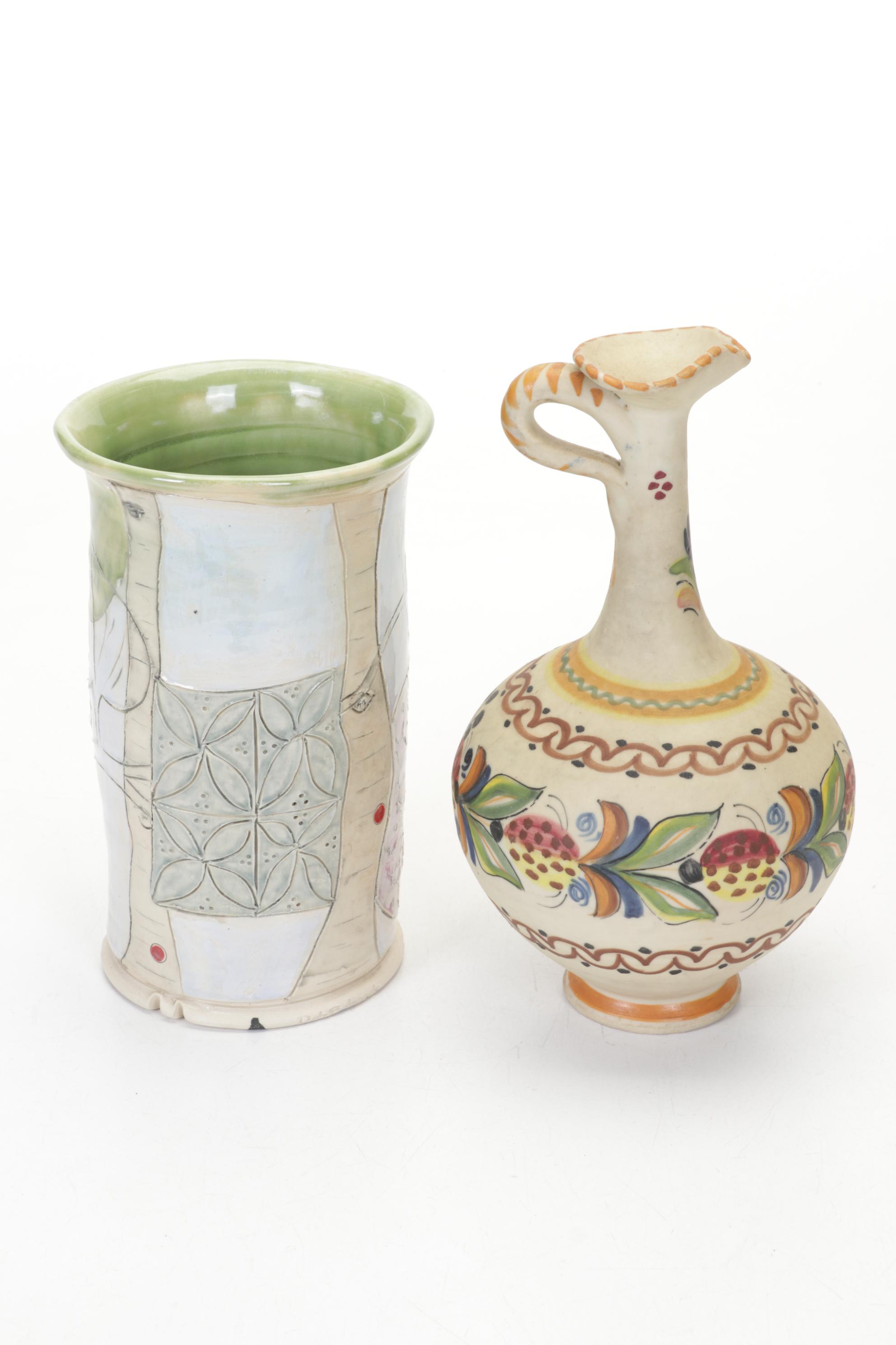 Pigeon Forge Pottery Bi-Color Jug and Other Colorful Art Pottery