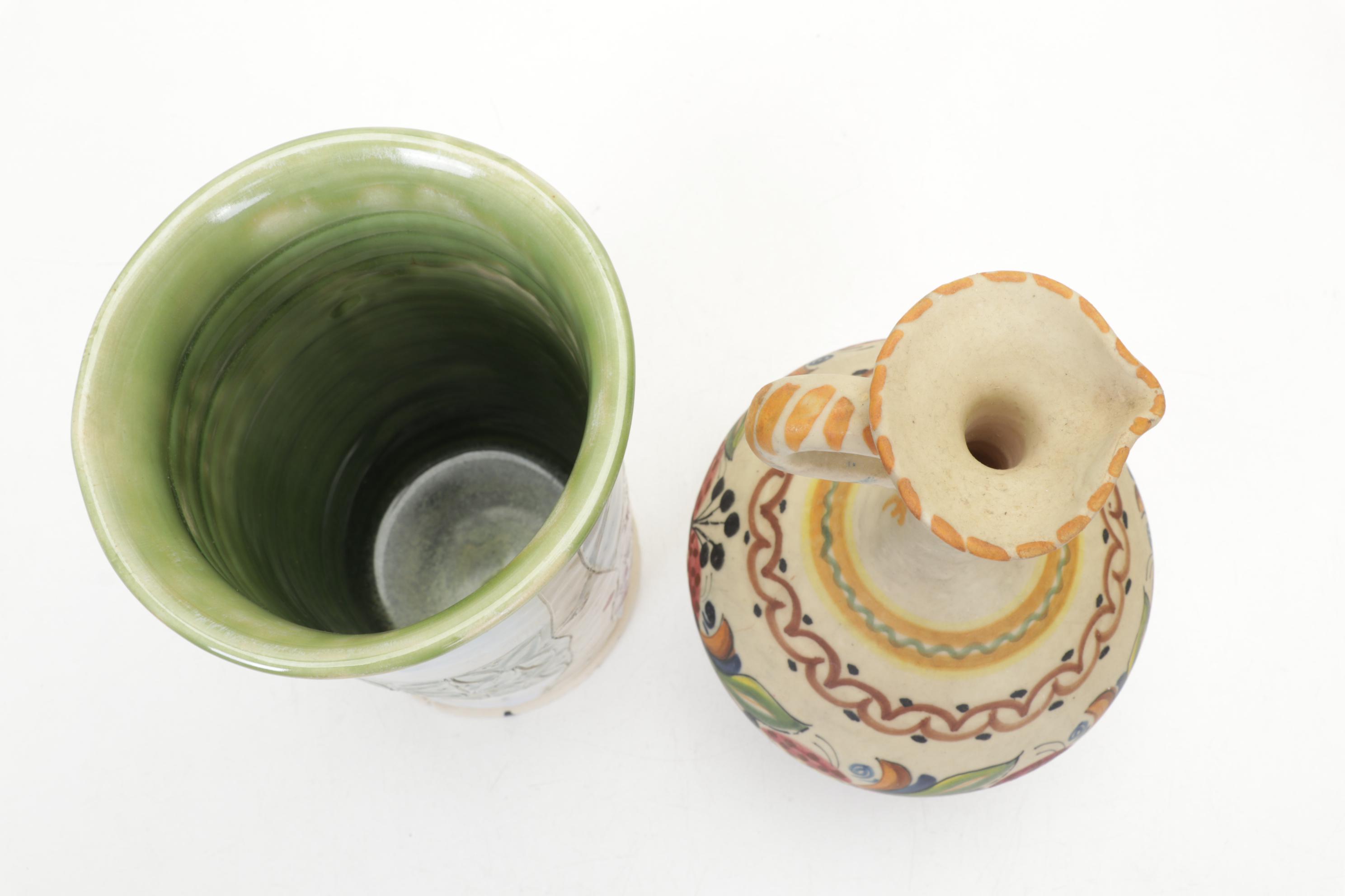 Pigeon Forge Pottery Bi-Color Jug and Other Colorful Art Pottery