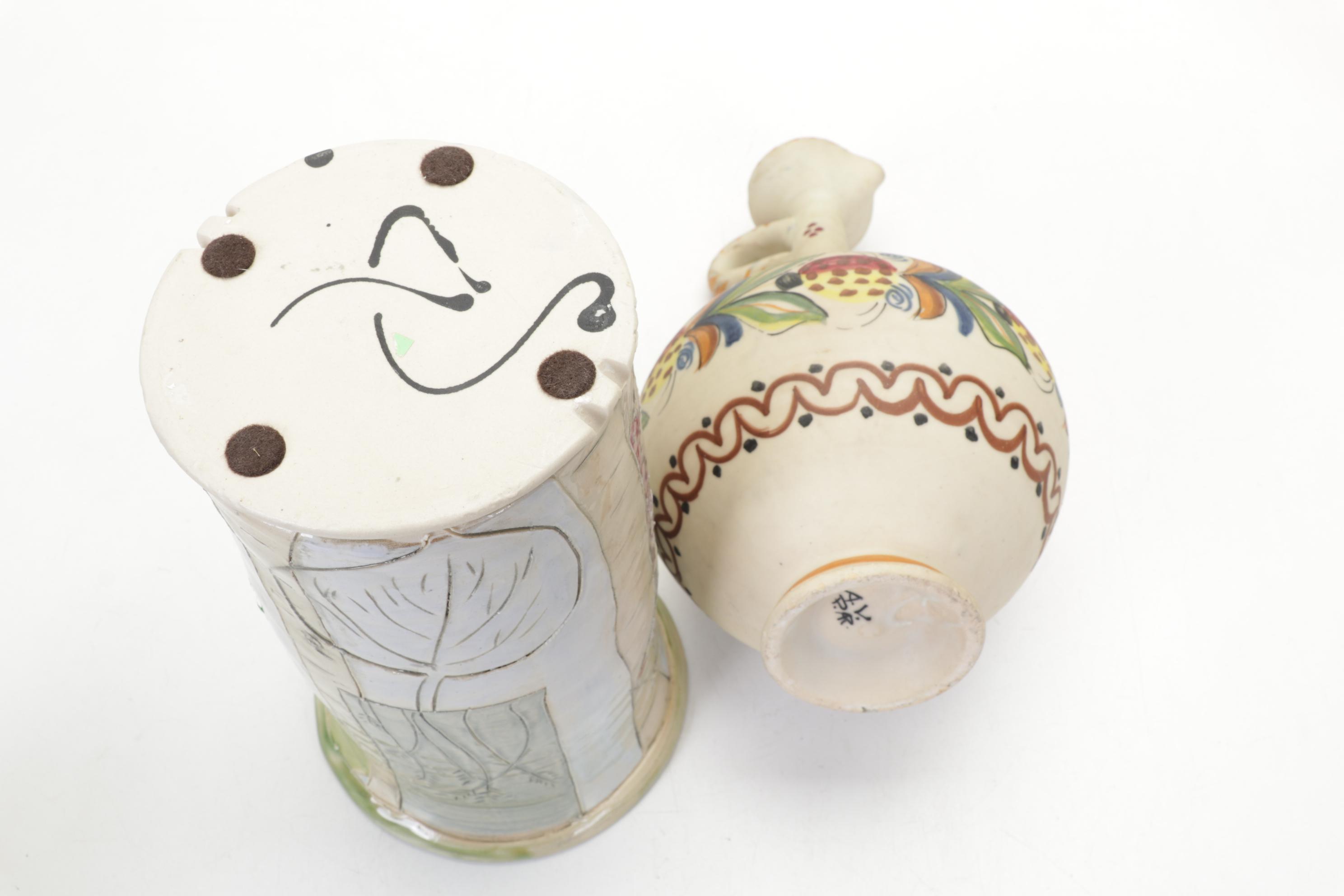 Pigeon Forge Pottery Bi-Color Jug and Other Colorful Art Pottery