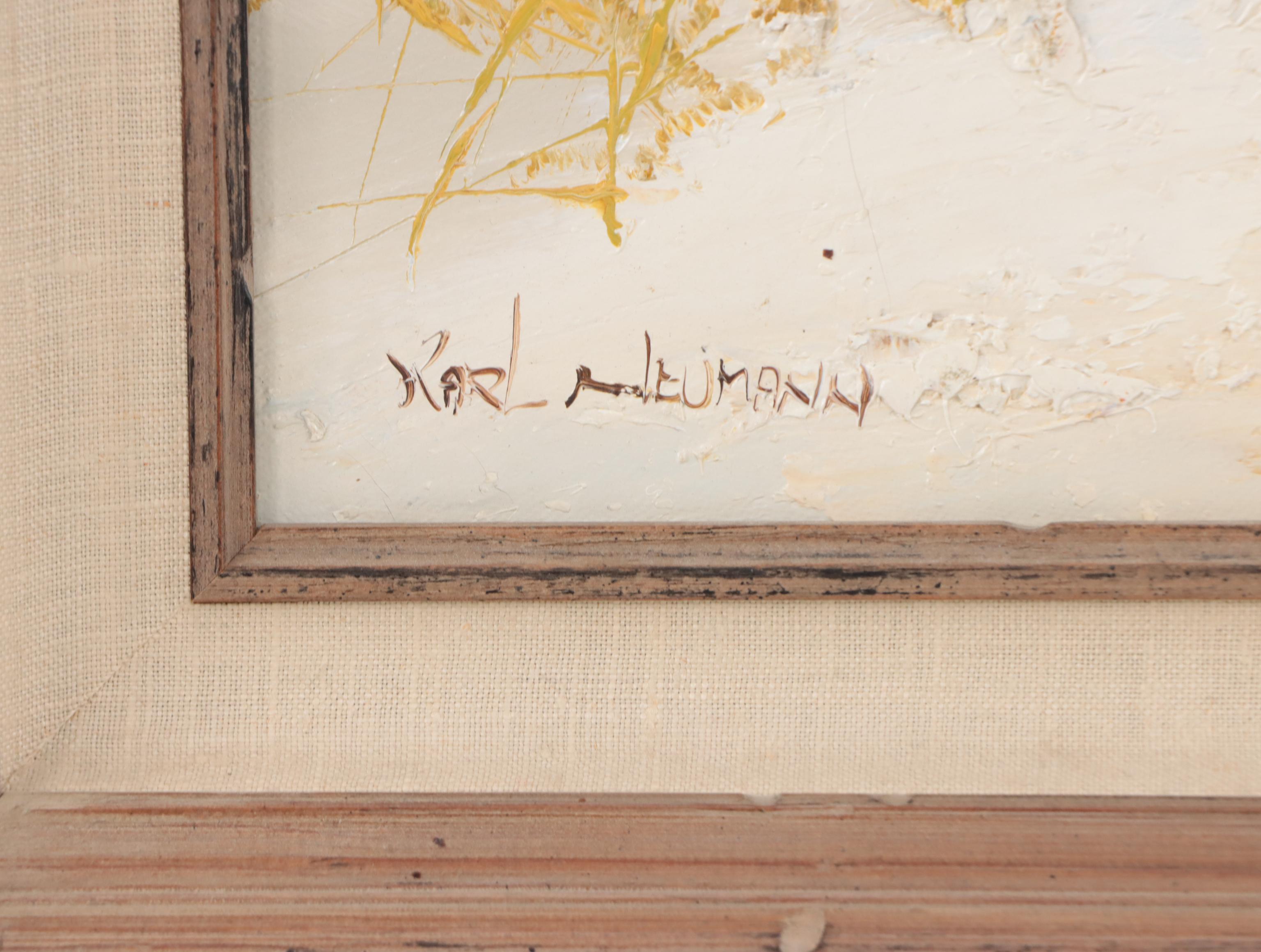 Karl Neumann Coastal Landscape Oil Painting, Circa 1980