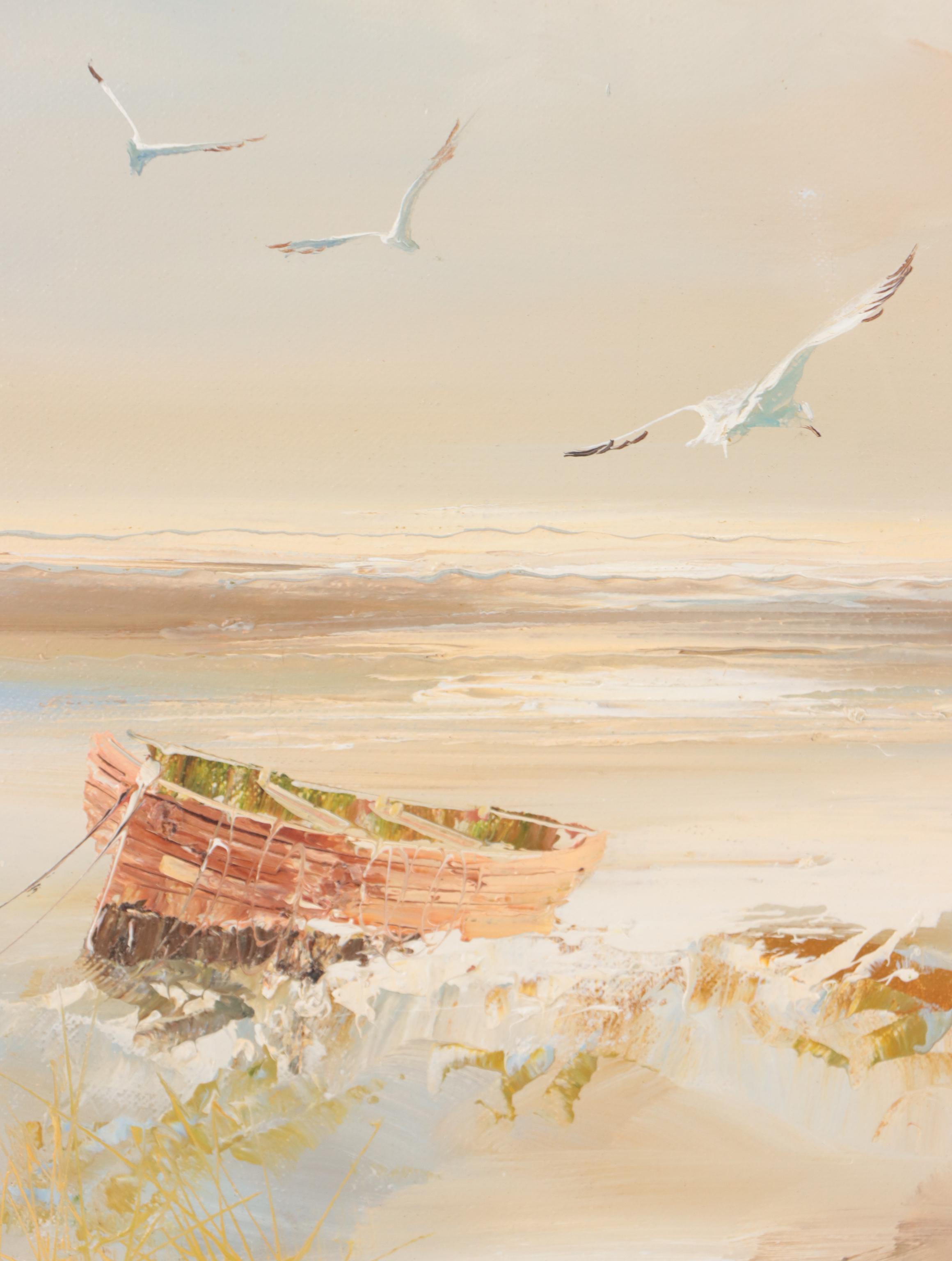 Karl Neumann Coastal Landscape Oil Painting, Circa 1980