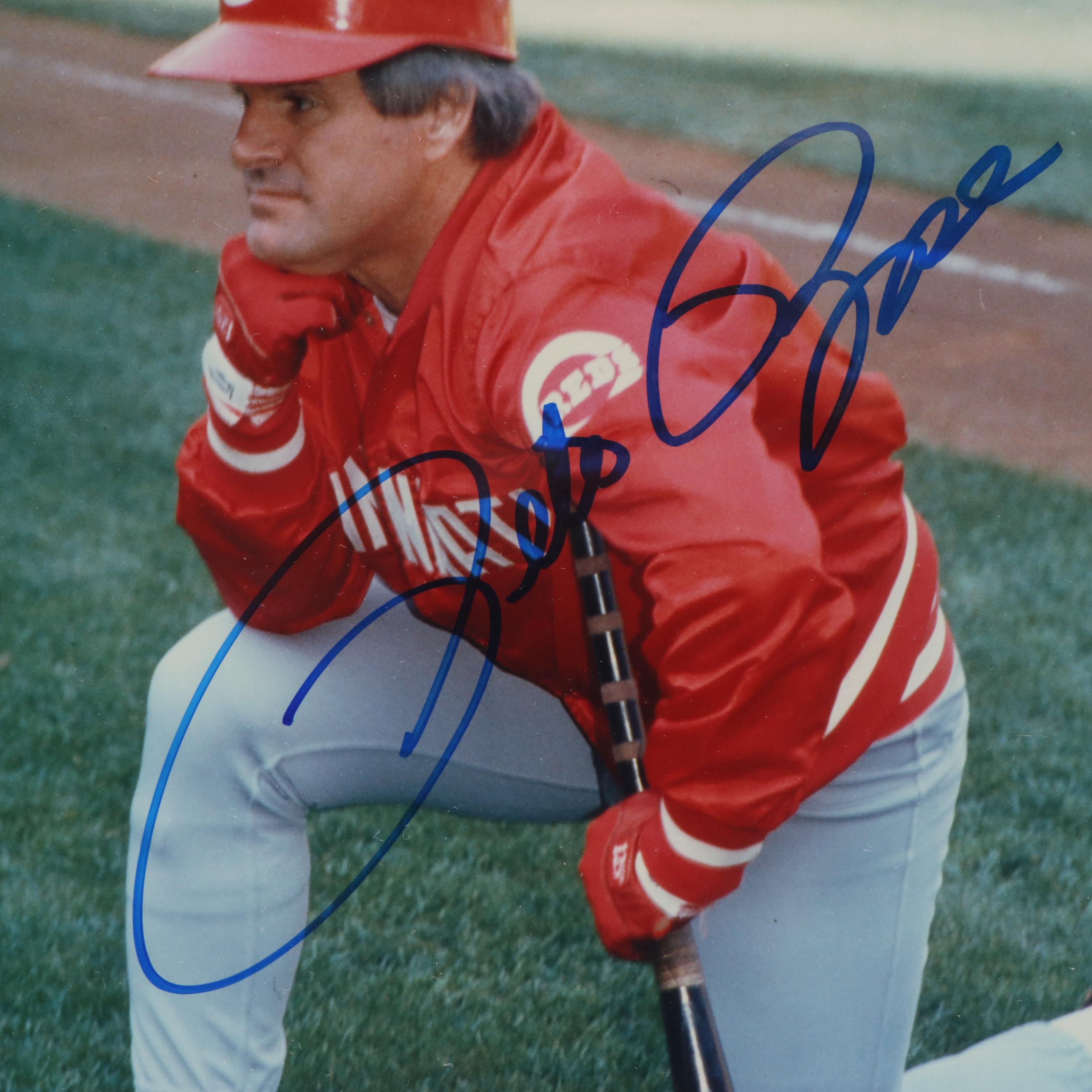 Pete Rose Signed "All Time Hit Leader" and Matted Cincinnati Reds Prints