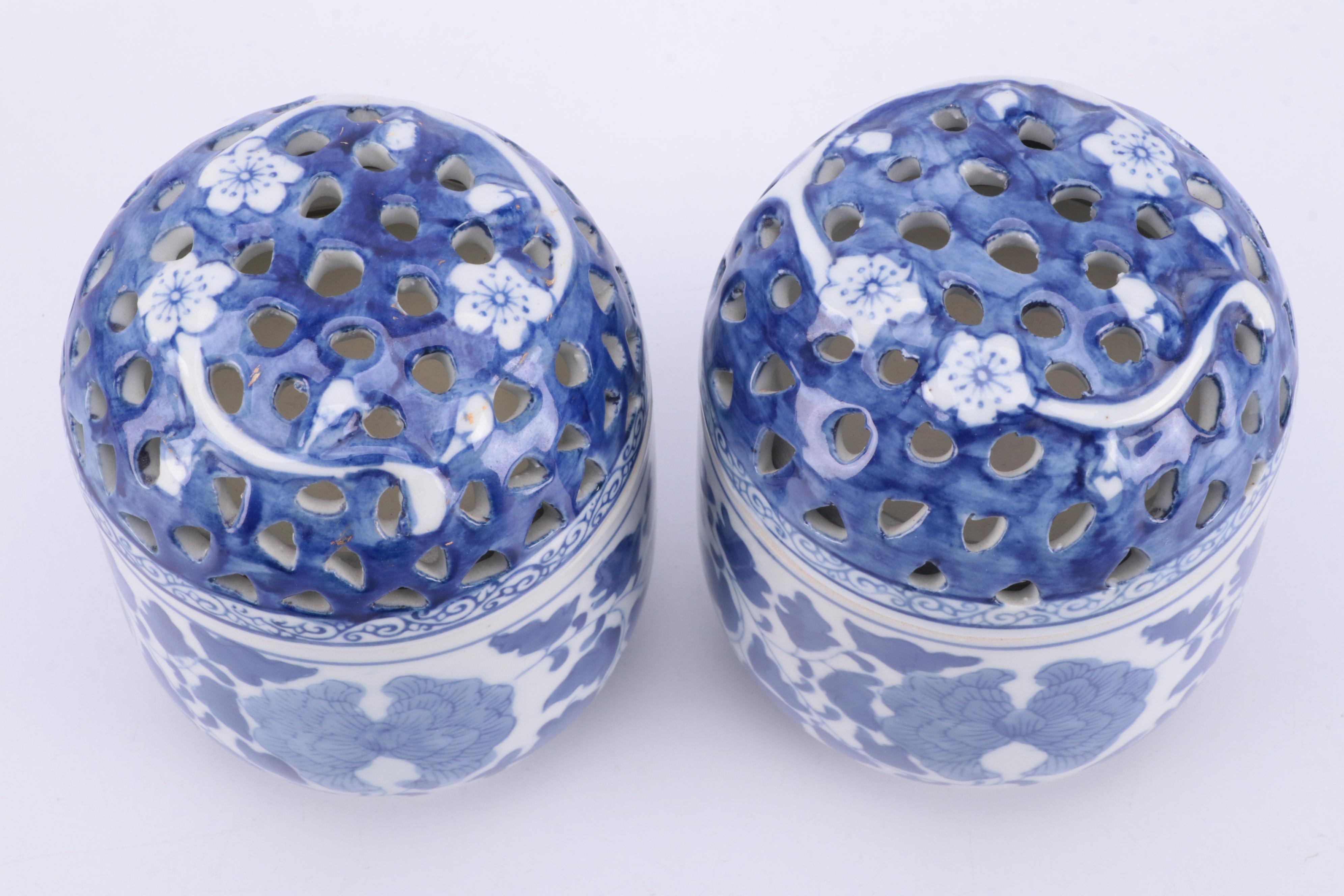 Chinese Blue and White Porcelain Candles and Vase