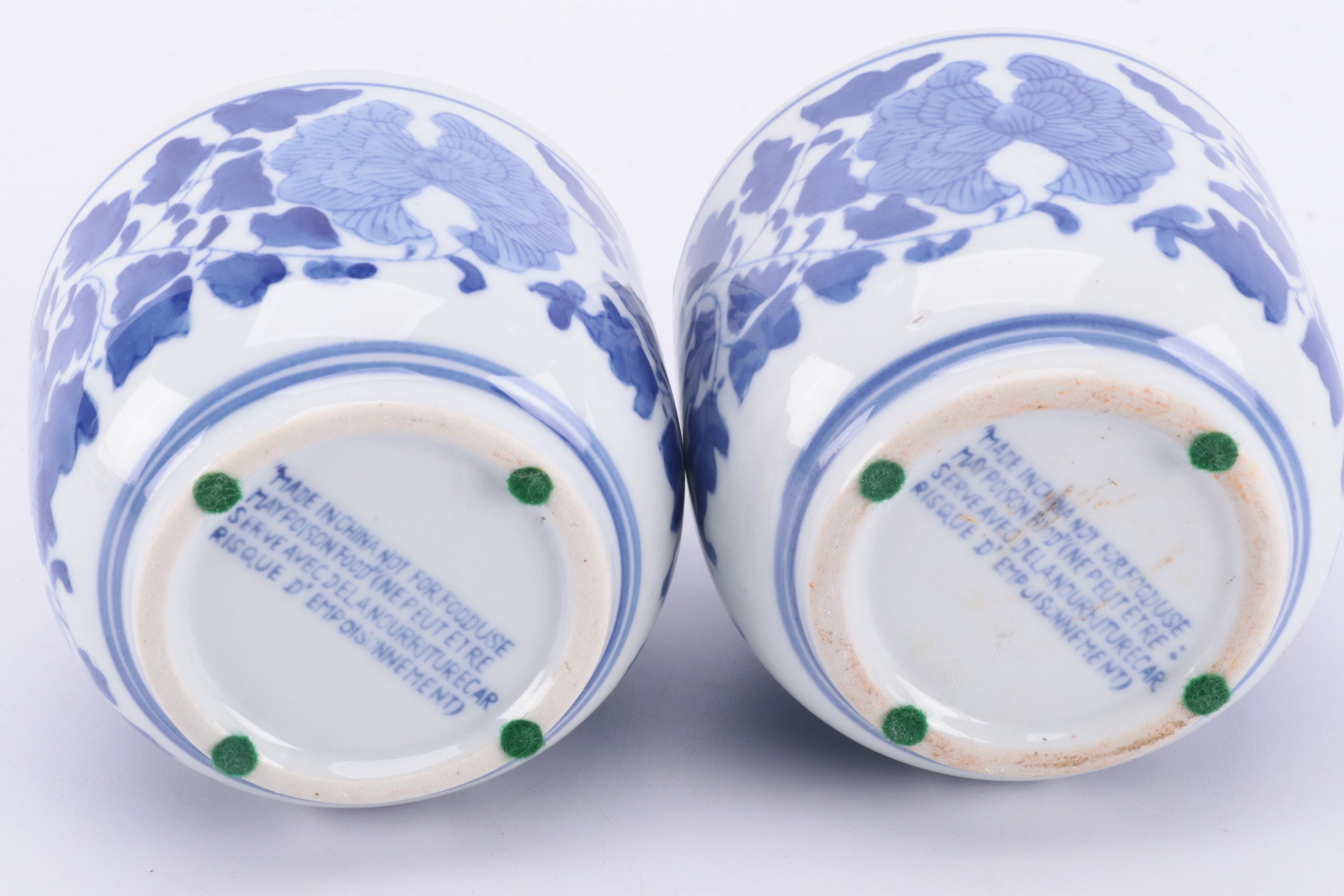 Chinese Blue and White Porcelain Candles and Vase