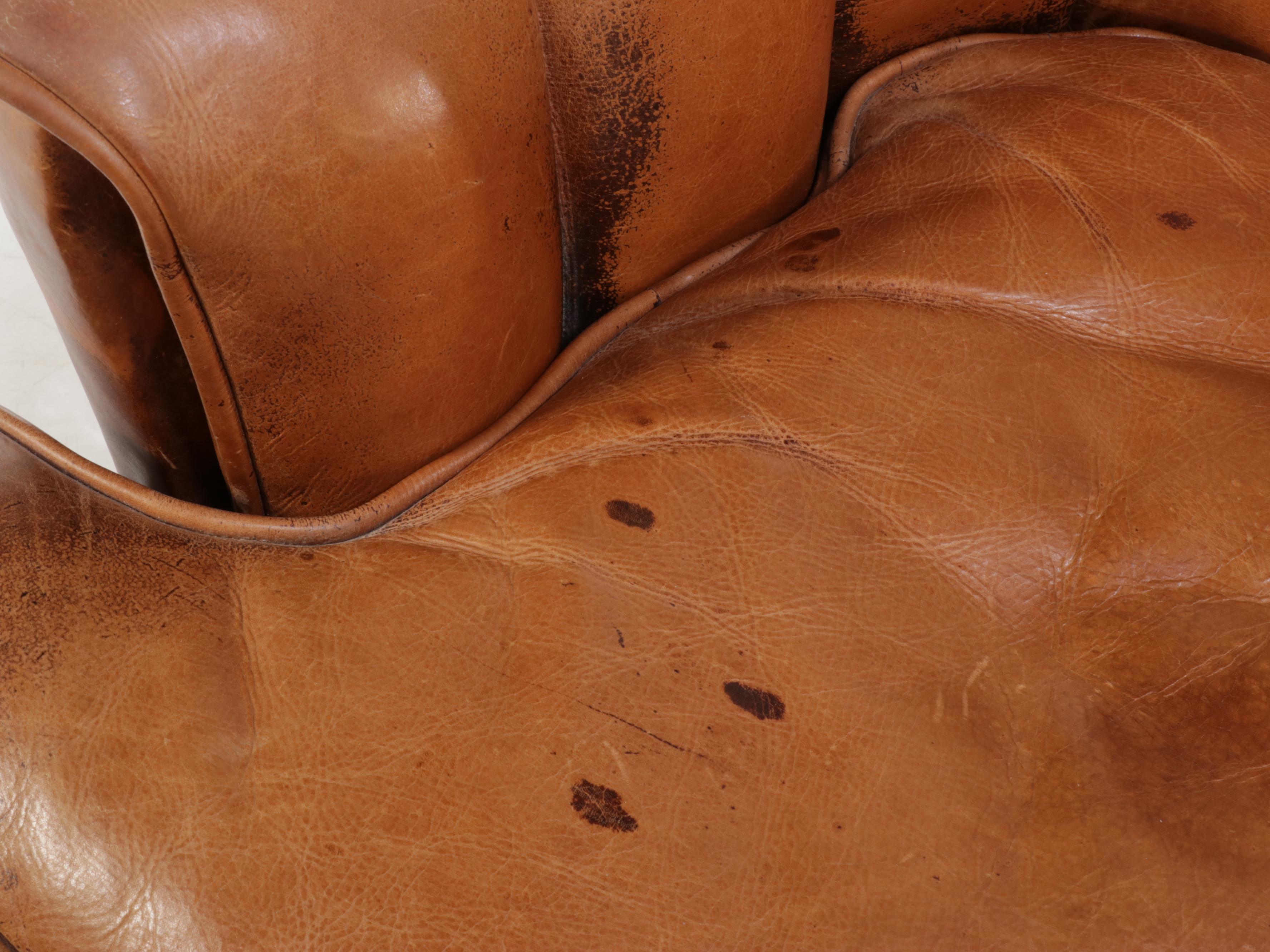 Jeffco Furniture "J. Peterman Collection" Leather Channel-Tufted Armchair