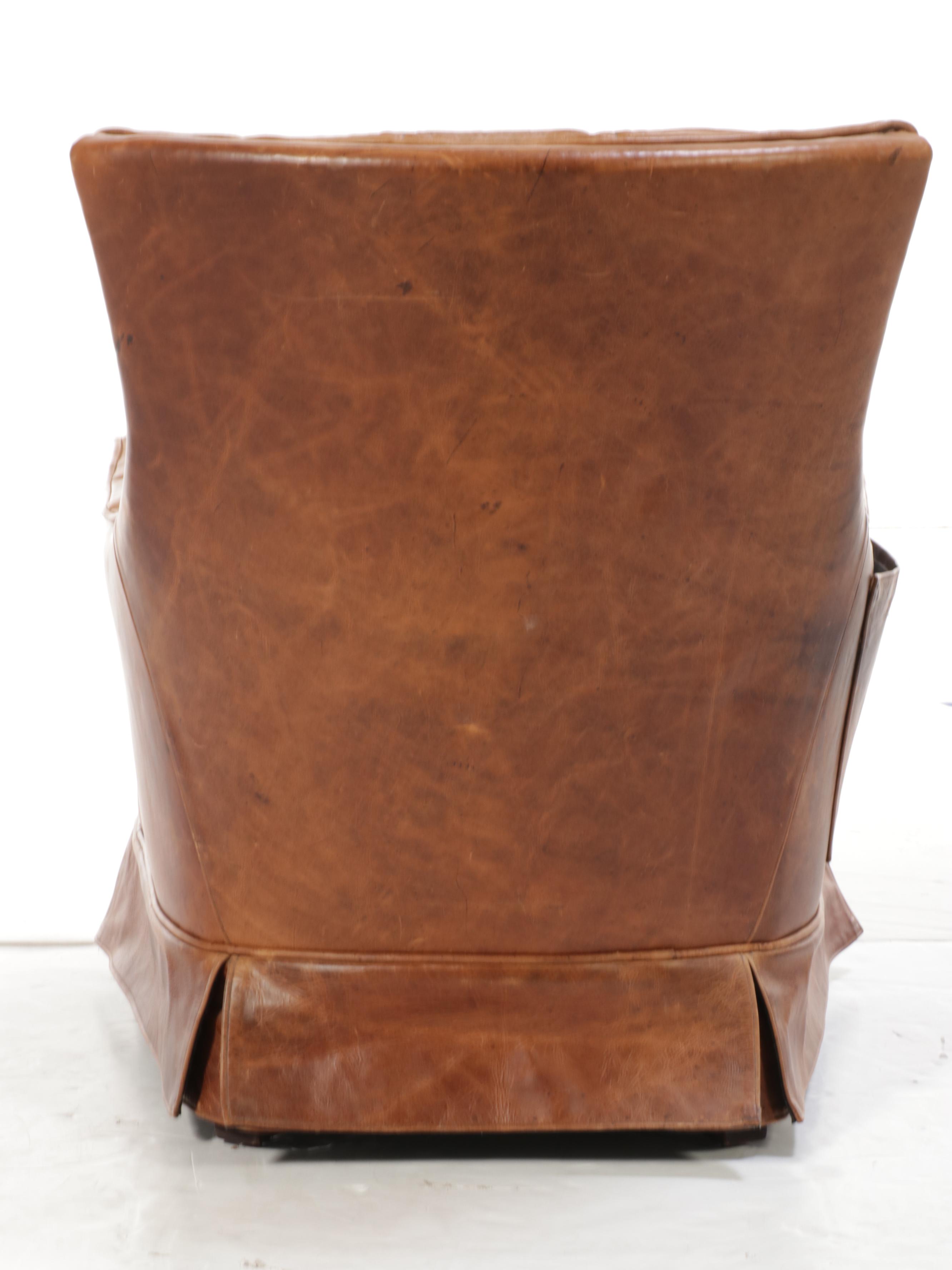 Jeffco Furniture "J. Peterman Collection" Leather Channel-Tufted Armchair