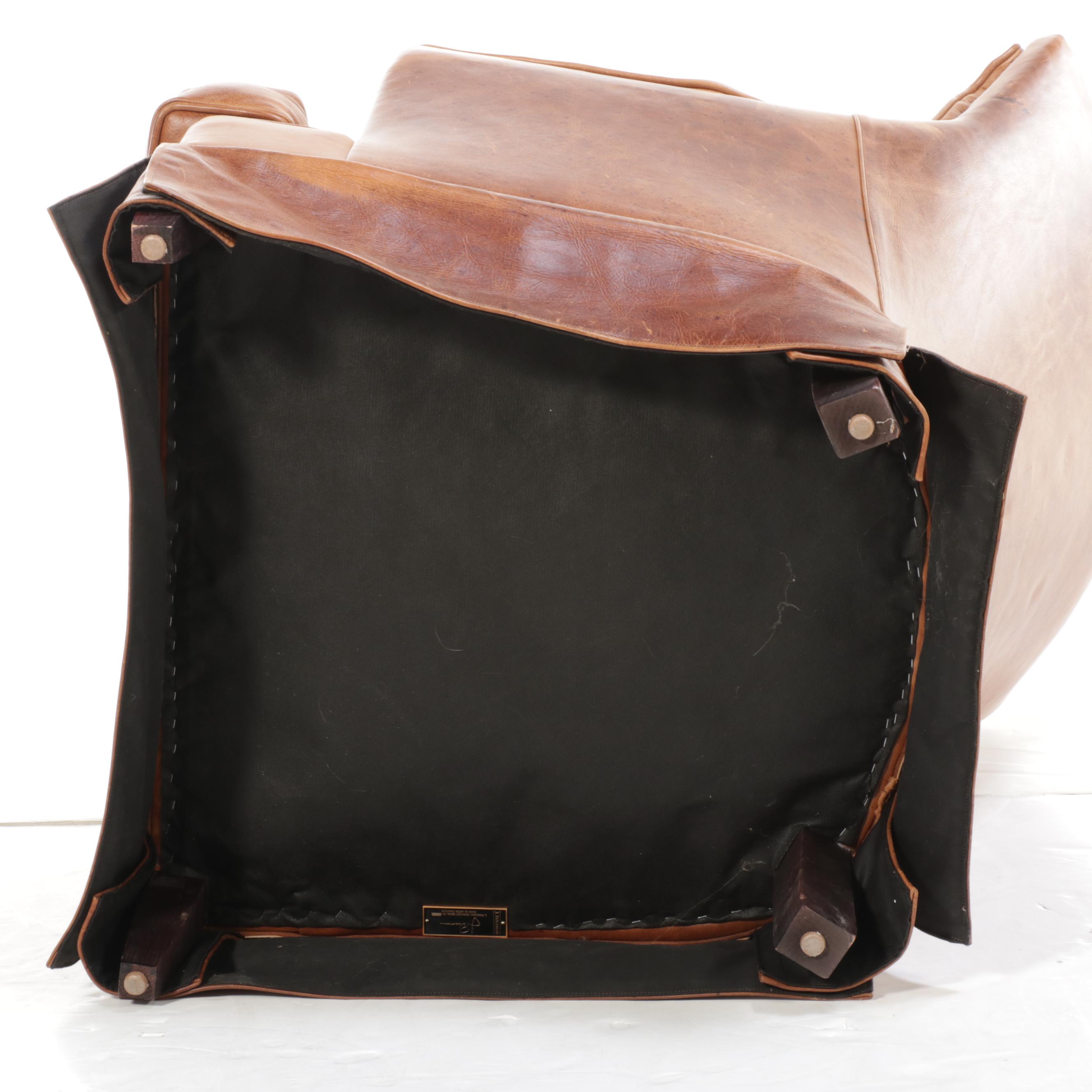 Jeffco Furniture "J. Peterman Collection" Leather Channel-Tufted Armchair