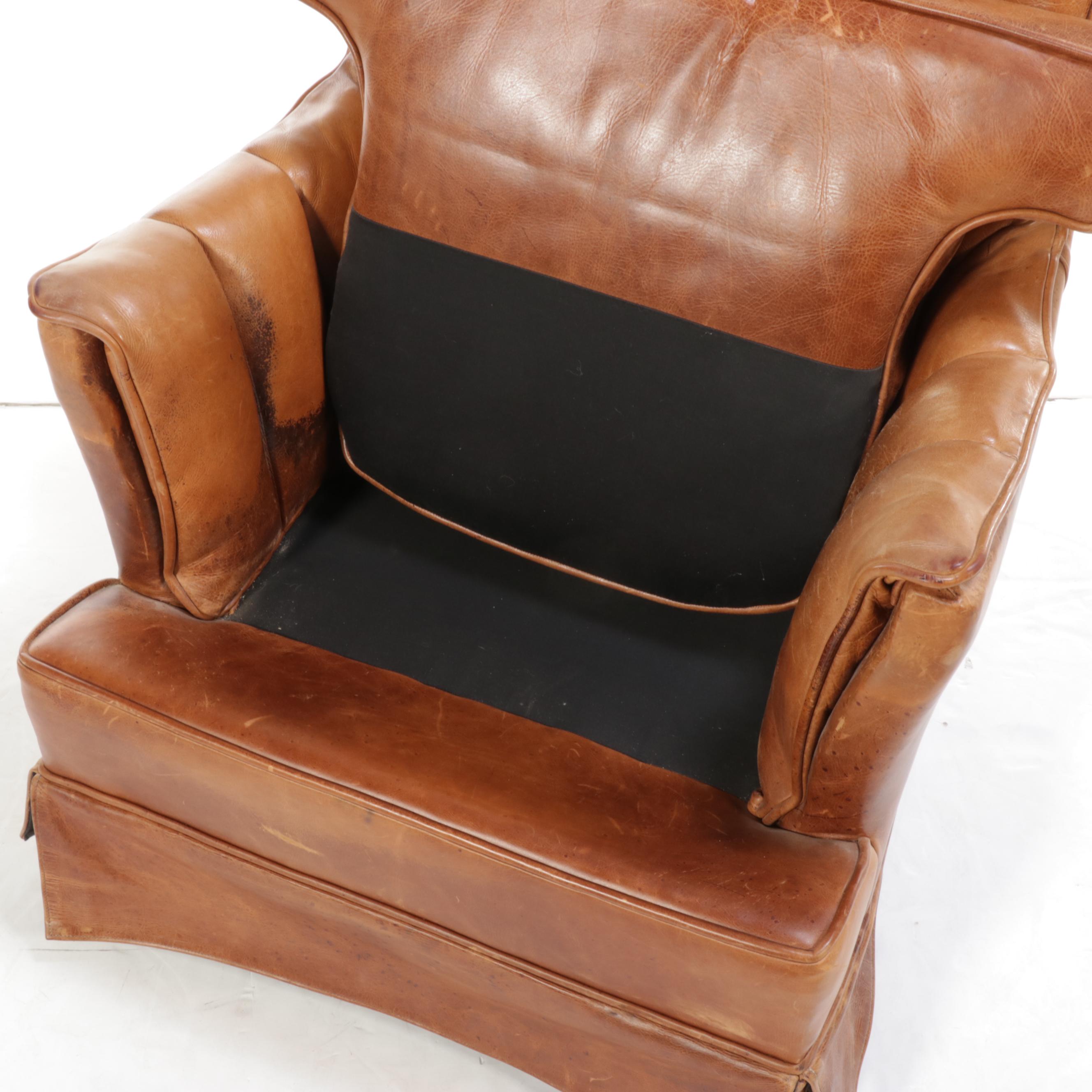 Jeffco Furniture "J. Peterman Collection" Leather Channel-Tufted Armchair