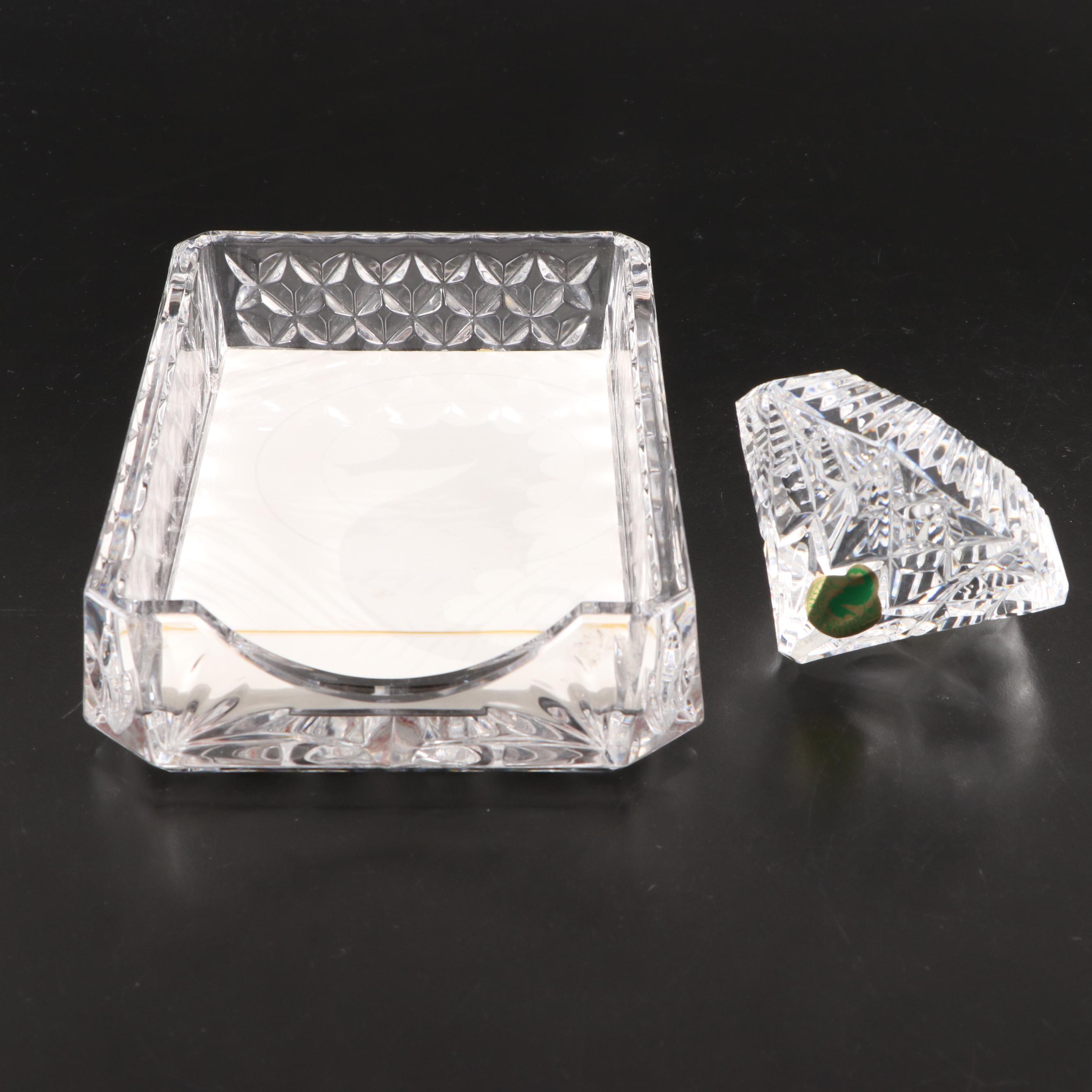 Waterford Crystal Paperweight and Notepad Tray
