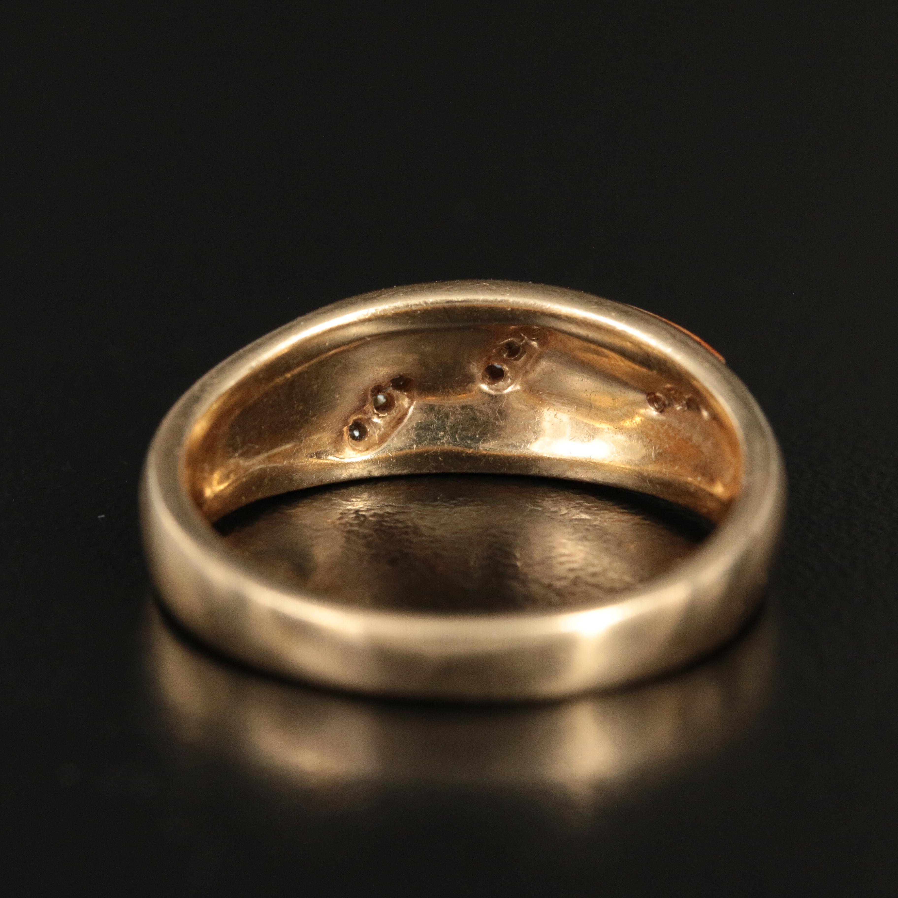 Kabana 14K Spiny Oyster Shell, Mother of Pearl and Diamond Ring