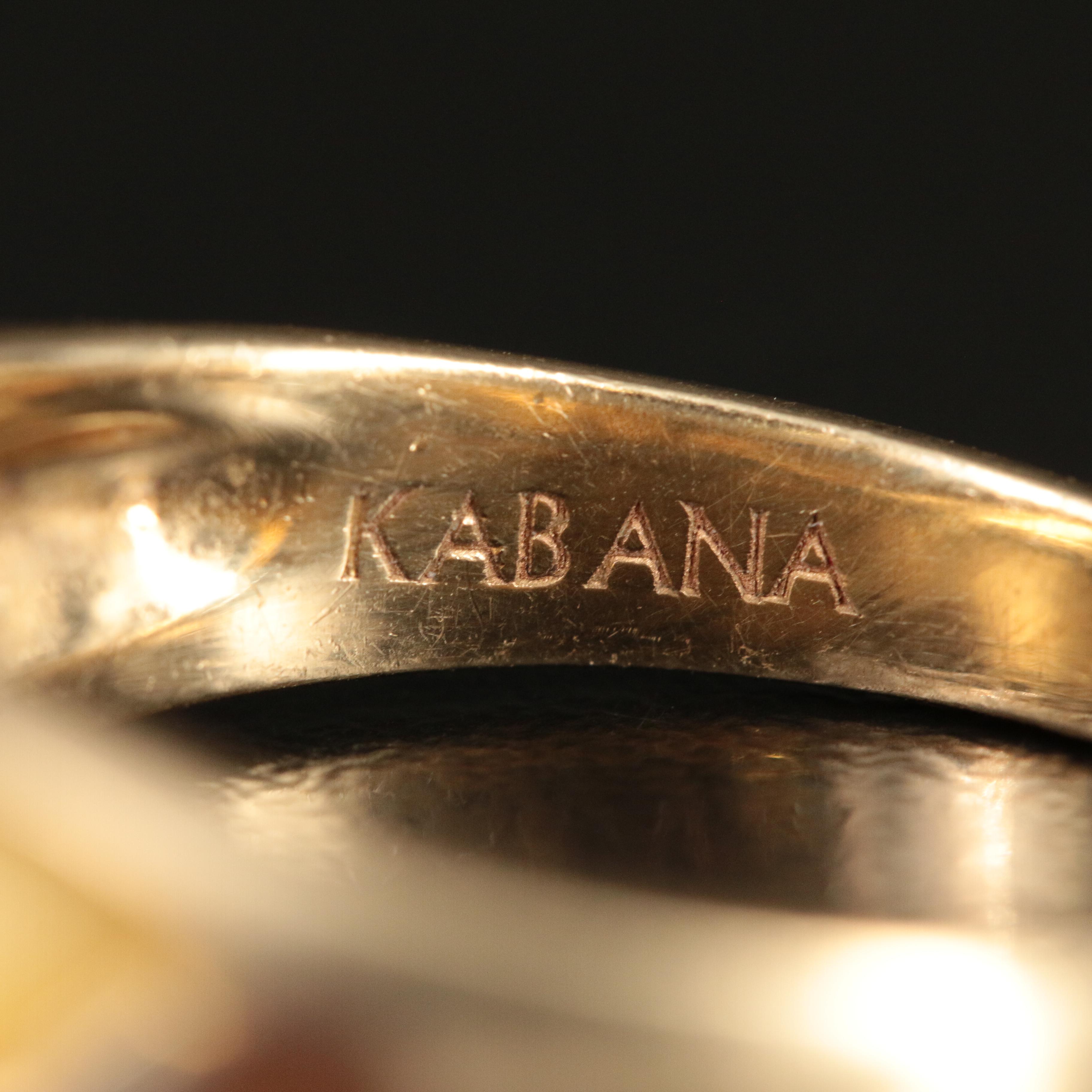 Kabana 14K Spiny Oyster Shell, Mother of Pearl and Diamond Ring