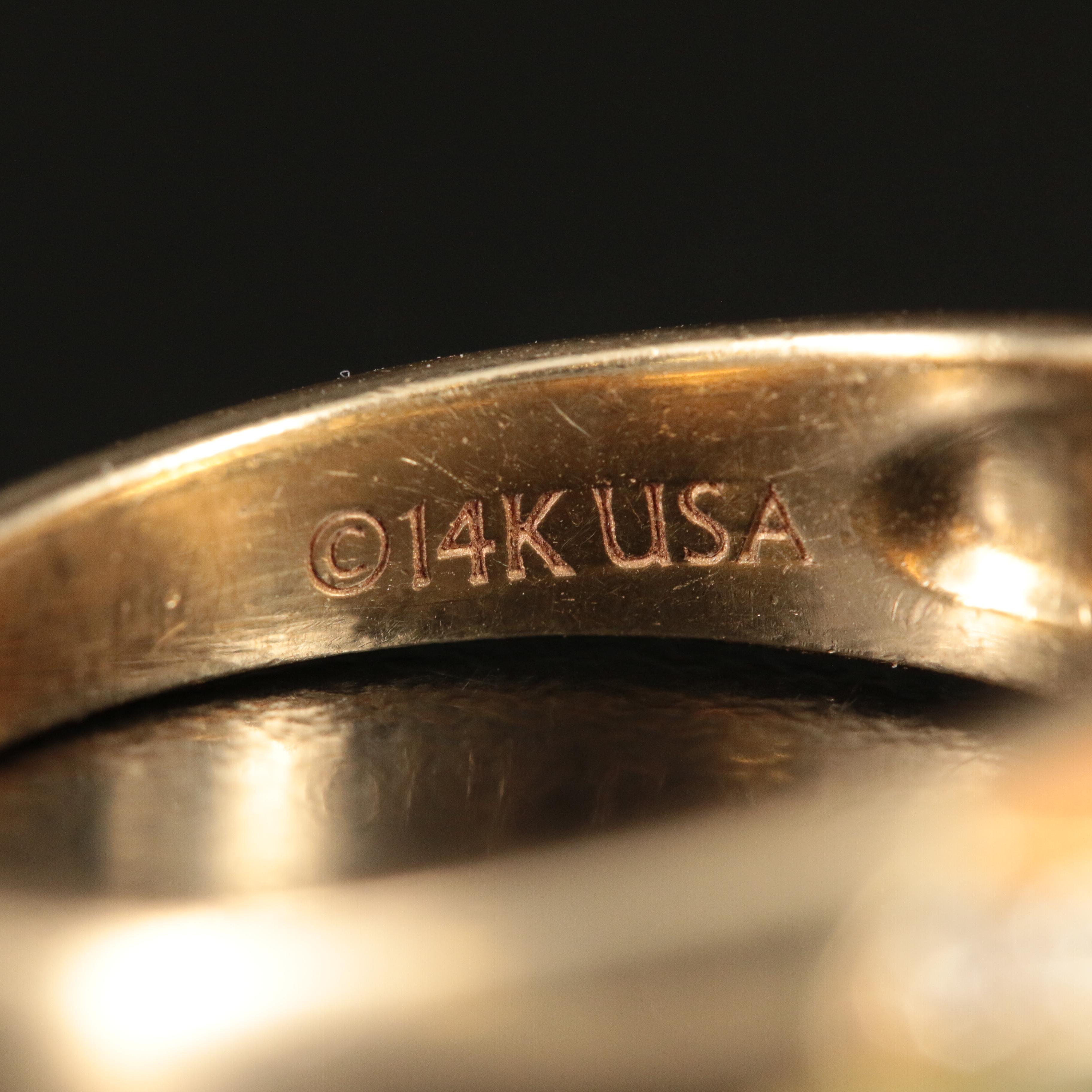 Kabana 14K Spiny Oyster Shell, Mother of Pearl and Diamond Ring