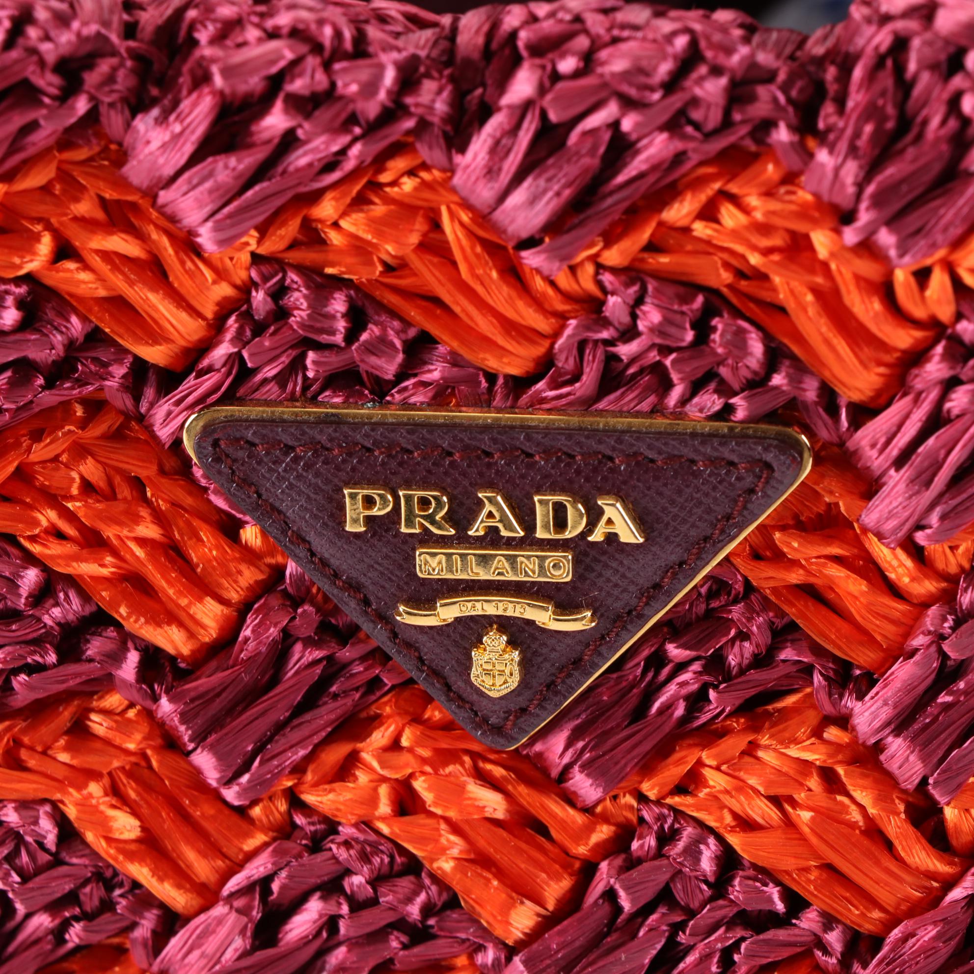 Prada Canapa Tote in Two-Tone Raffia Crochet