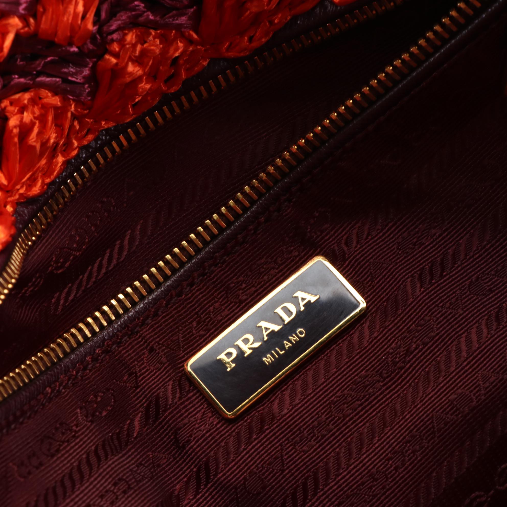 Prada Canapa Tote in Two-Tone Raffia Crochet