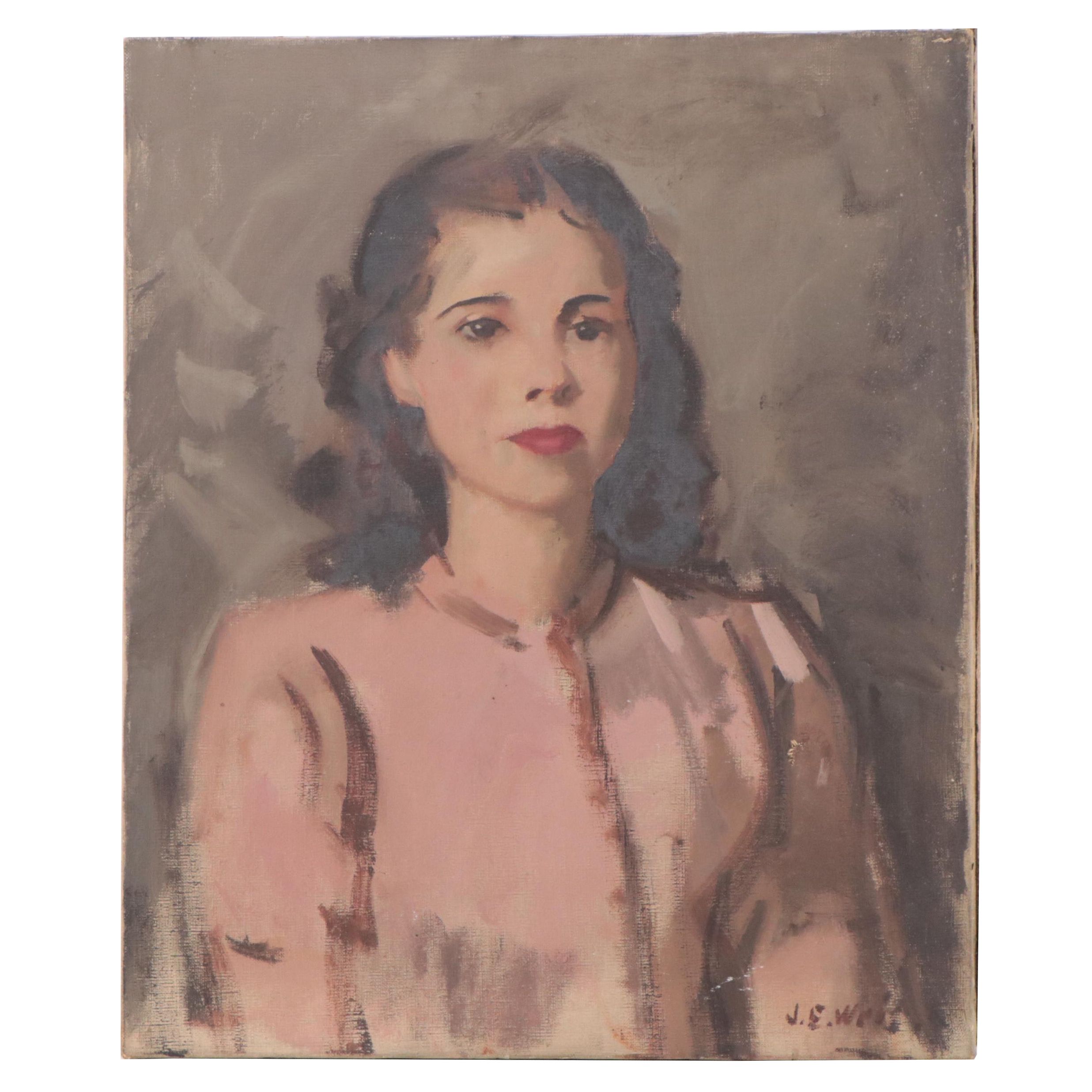 John Ellsworth Weis Portrait Oil Painting, Mid-20th Century