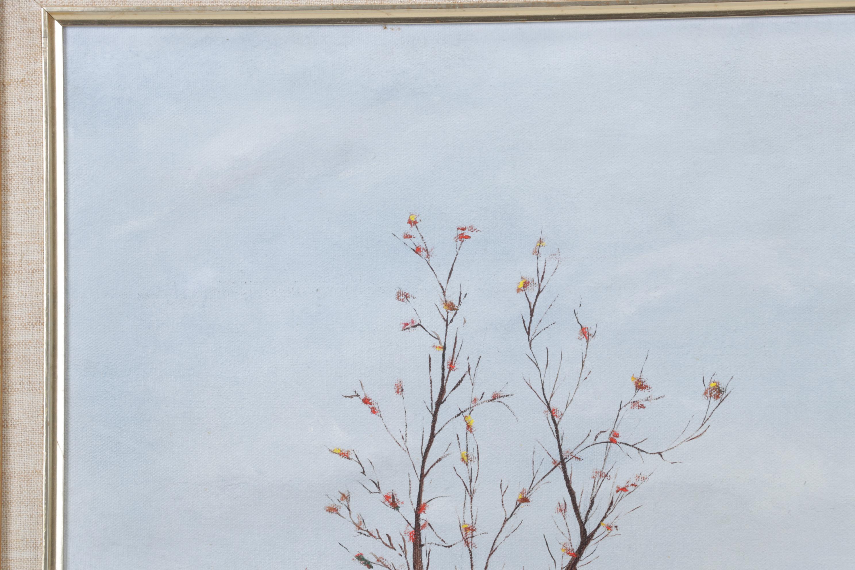 Flooded Pasture Landscape Oil Painting, 1984