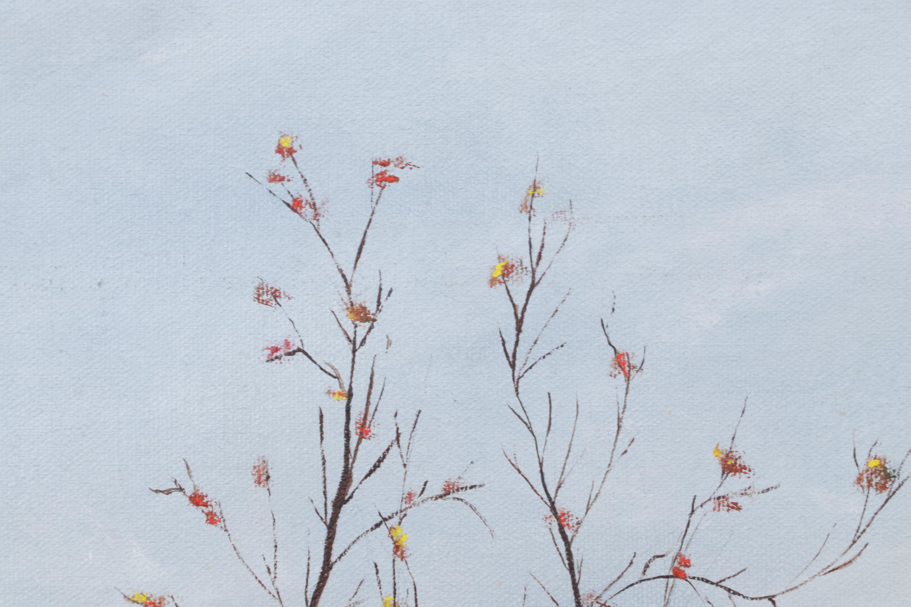 Flooded Pasture Landscape Oil Painting, 1984