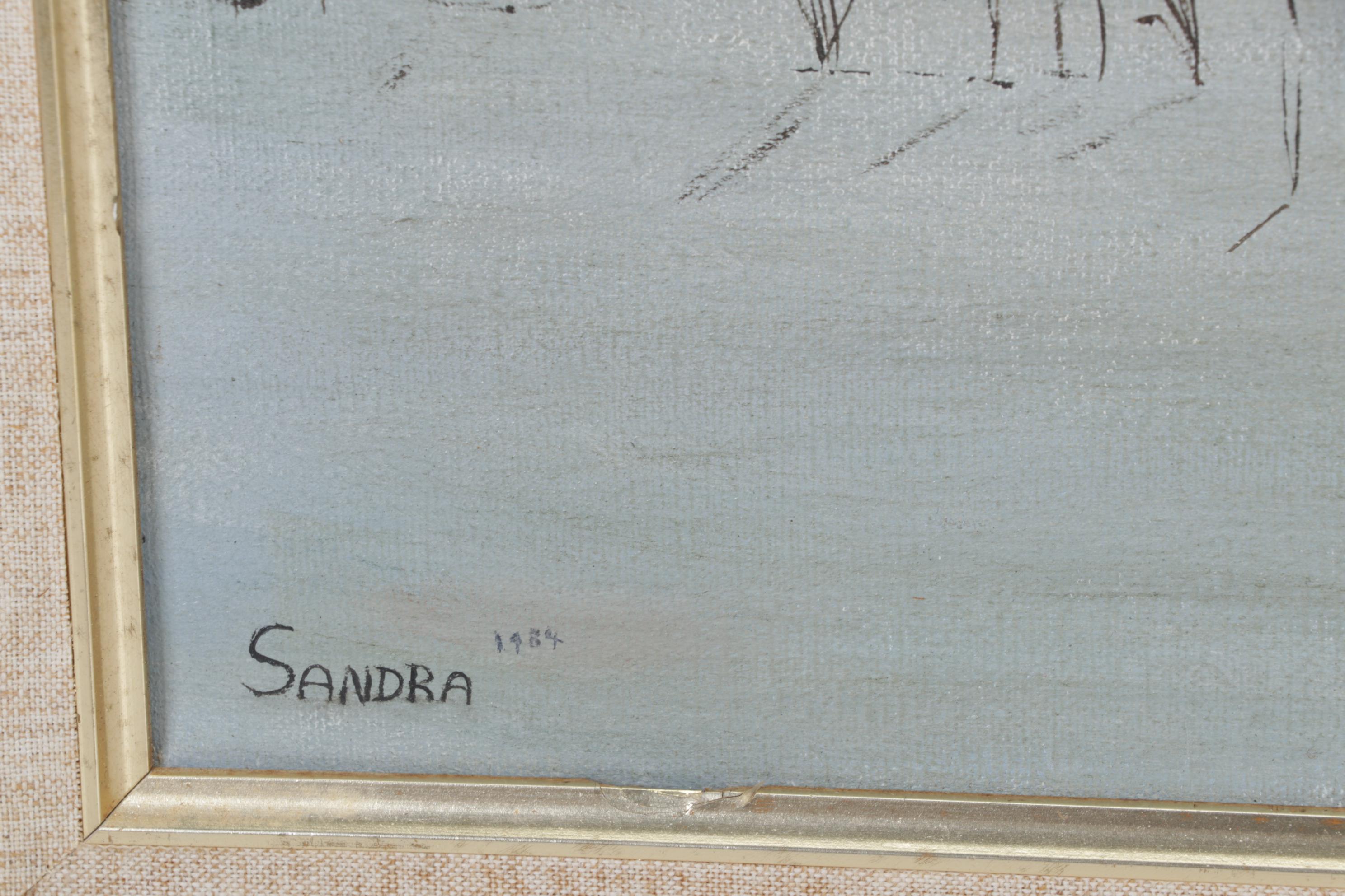 Flooded Pasture Landscape Oil Painting, 1984