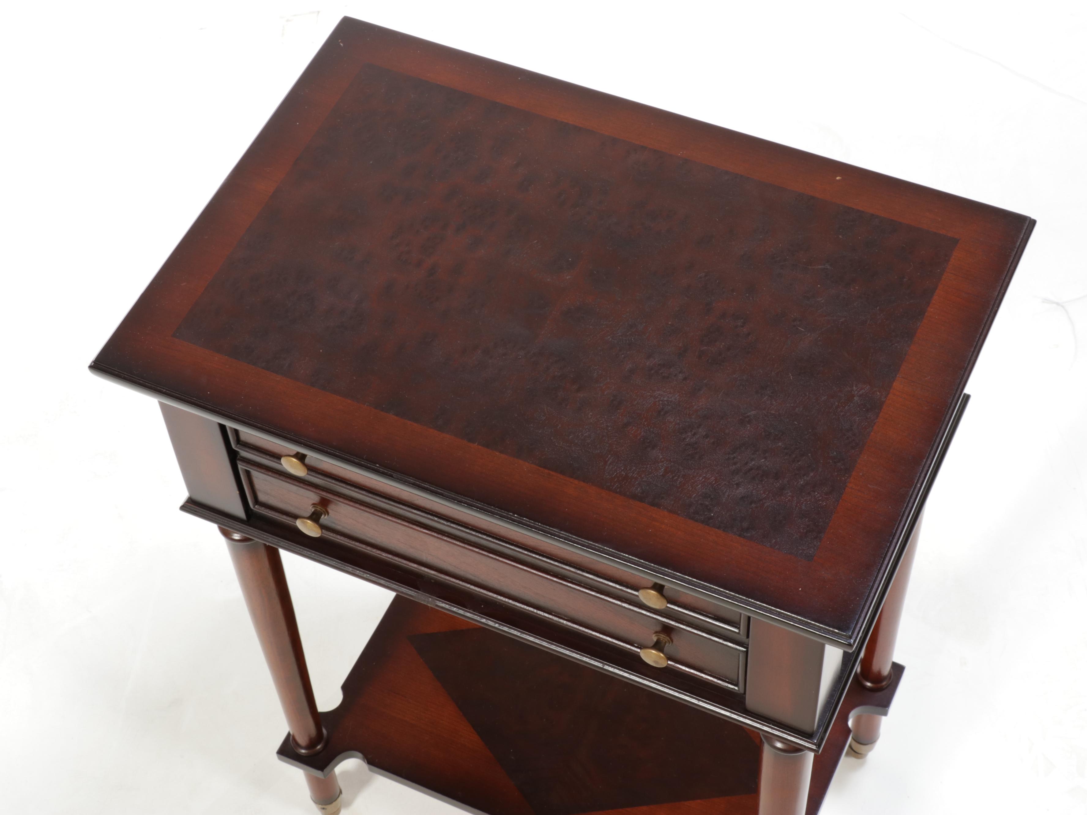 The Bombay Company Federal Style Side Table in Burlwood Finish