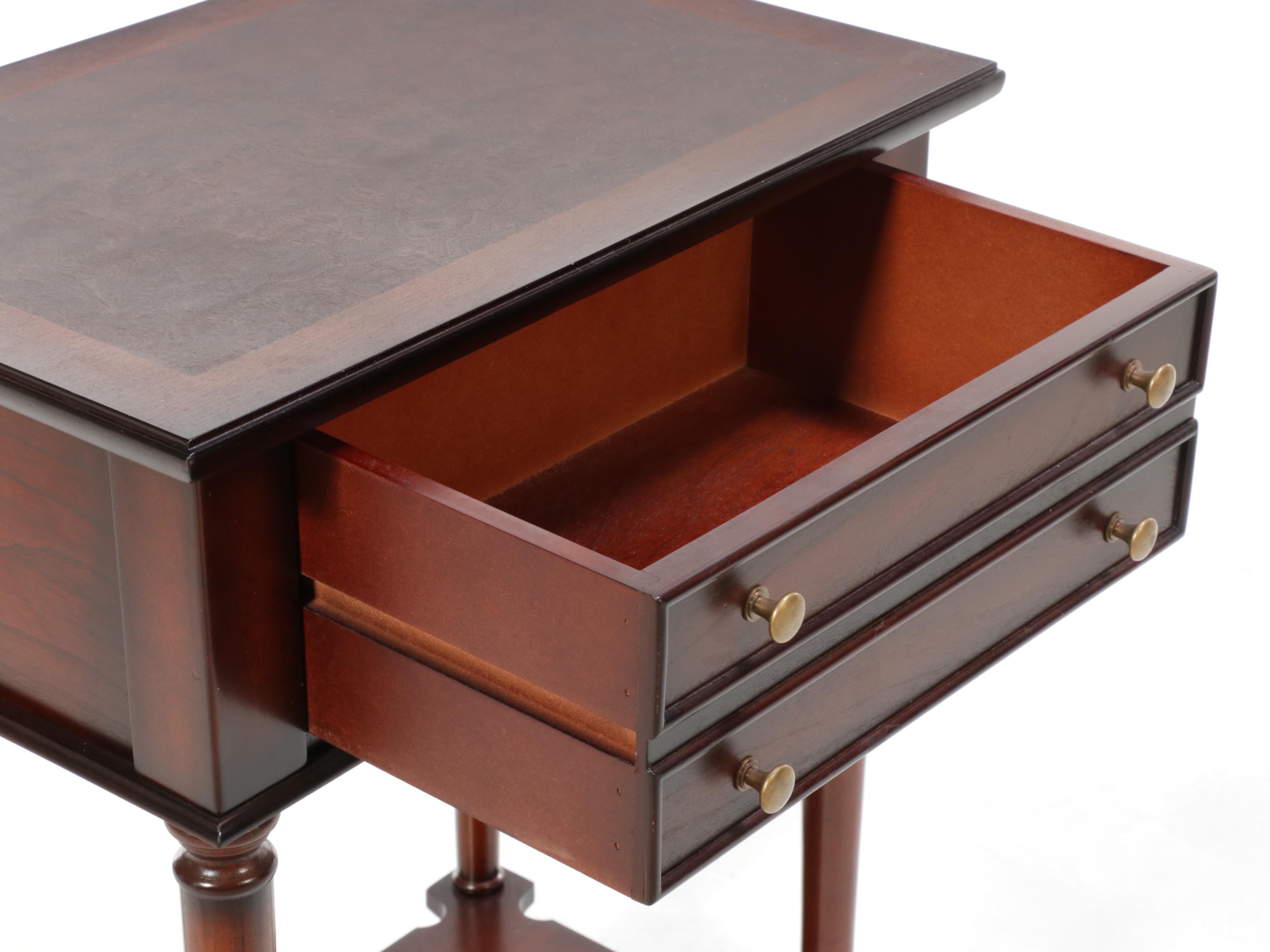 The Bombay Company Federal Style Side Table in Burlwood Finish