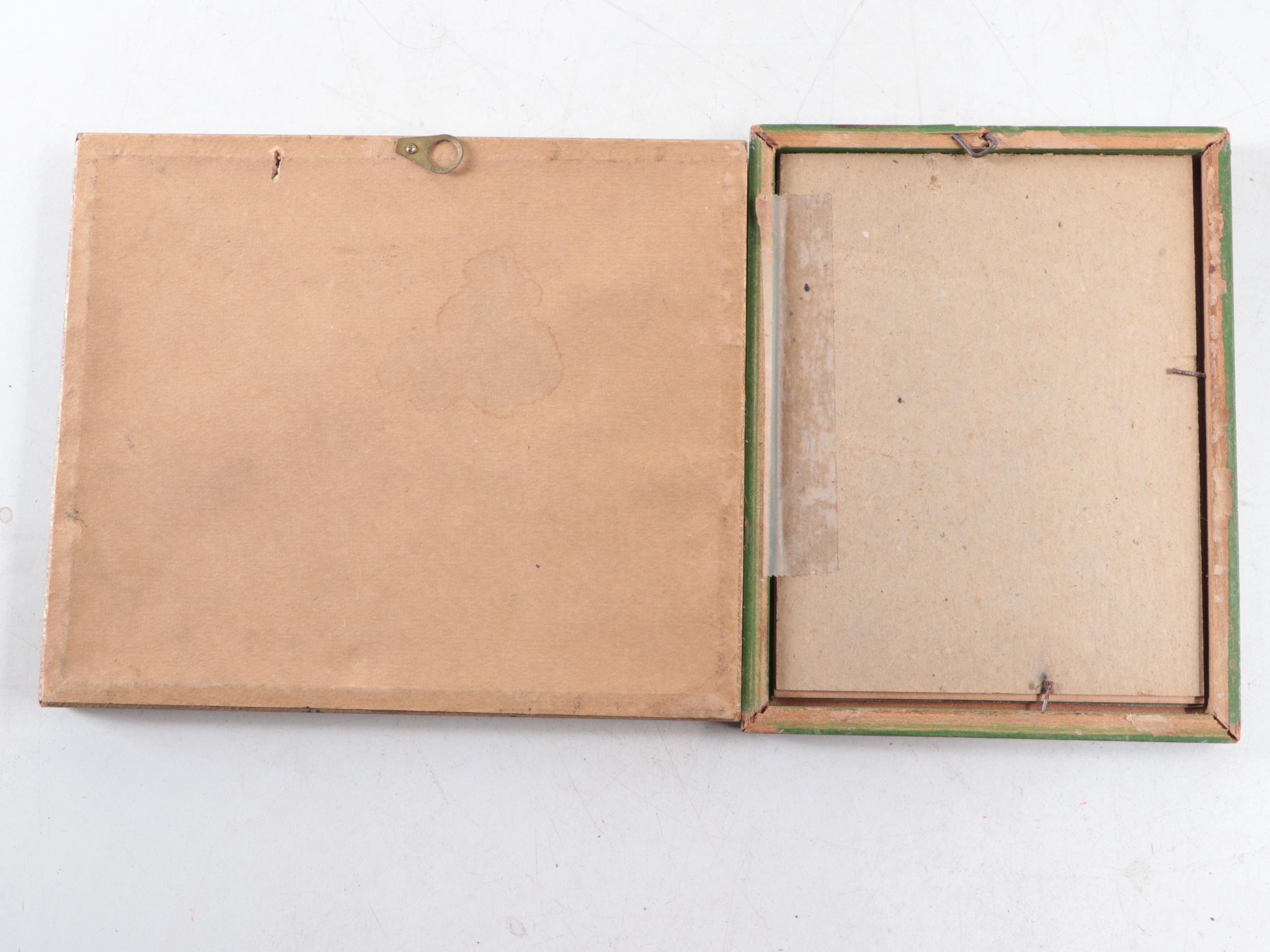 Art Deco Wood Swivel Frame Stand with N.A.N.Co. Metal Plaque and More