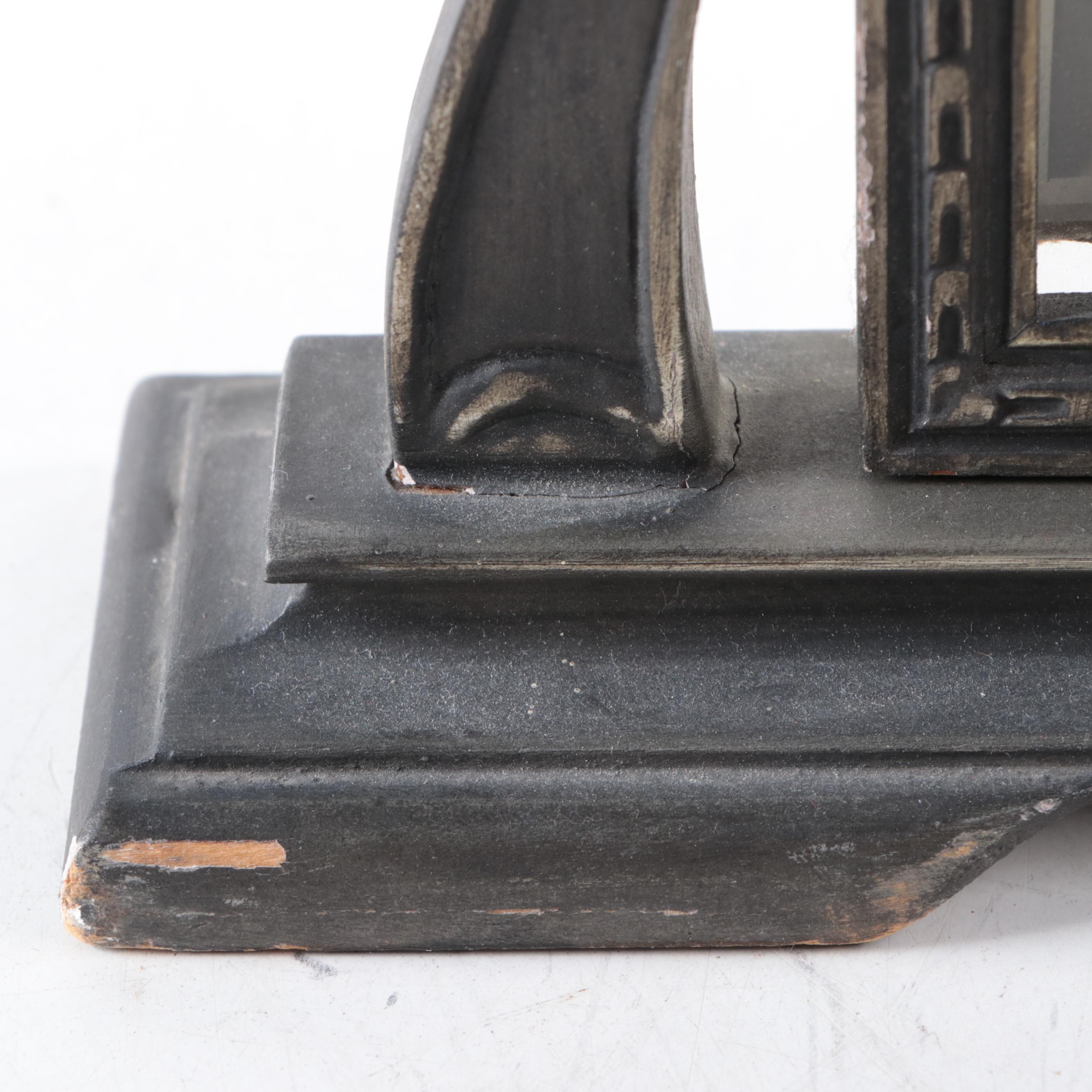 Art Deco Wood Swivel Frame Stand with N.A.N.Co. Metal Plaque and More