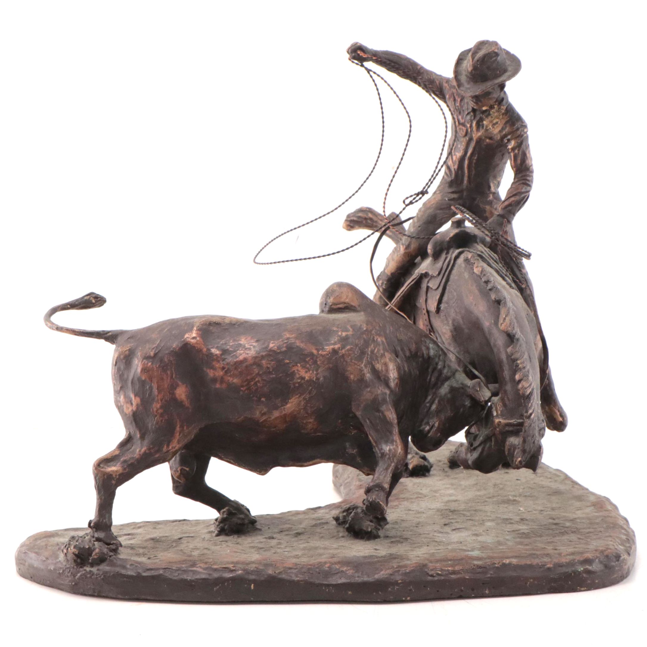 Richard Hicks Bronze-Painted Plaster Cowboy Sculpture, 1968