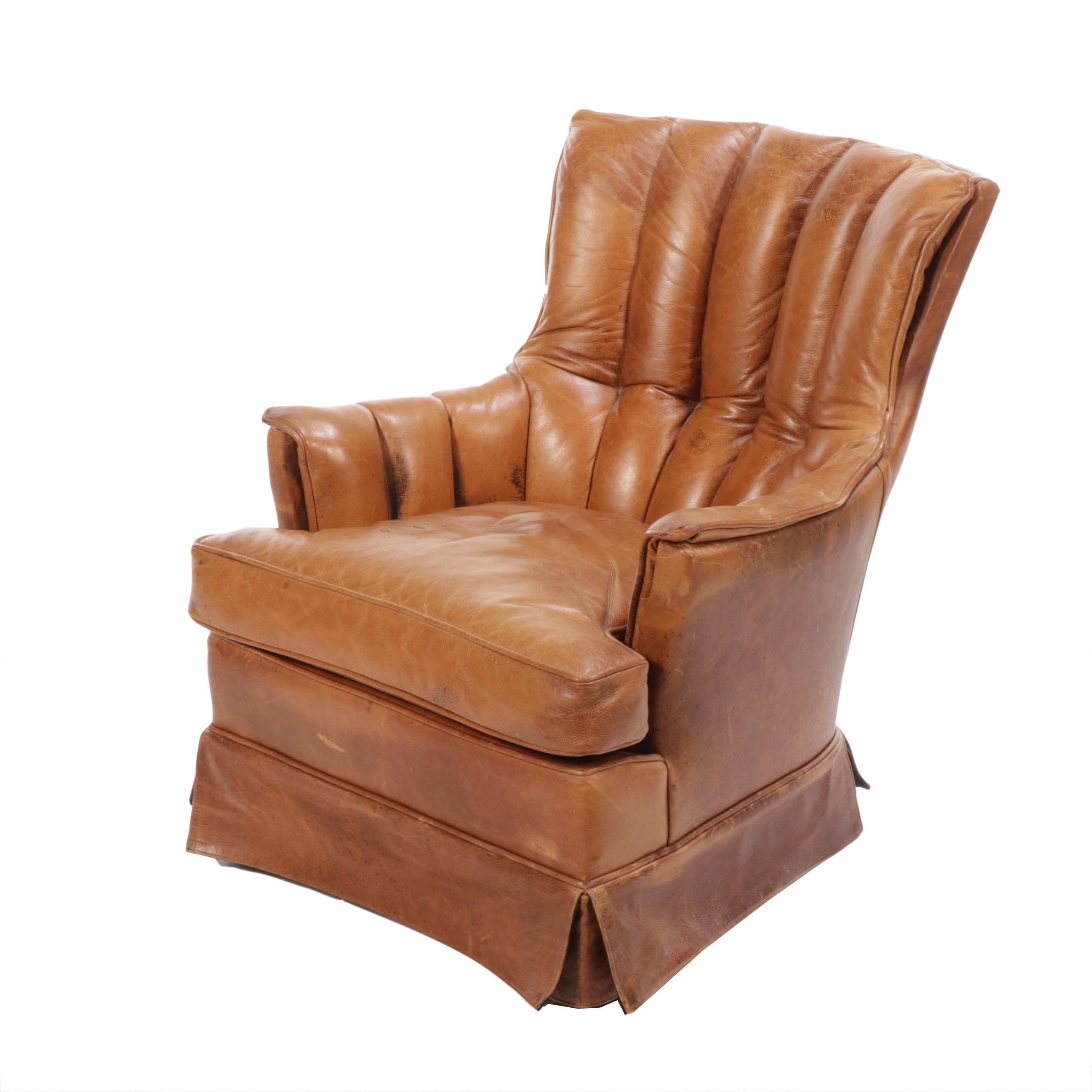 Jeffco Furniture "J. Peterman Collection" Leather Channel-Tufted Armchair