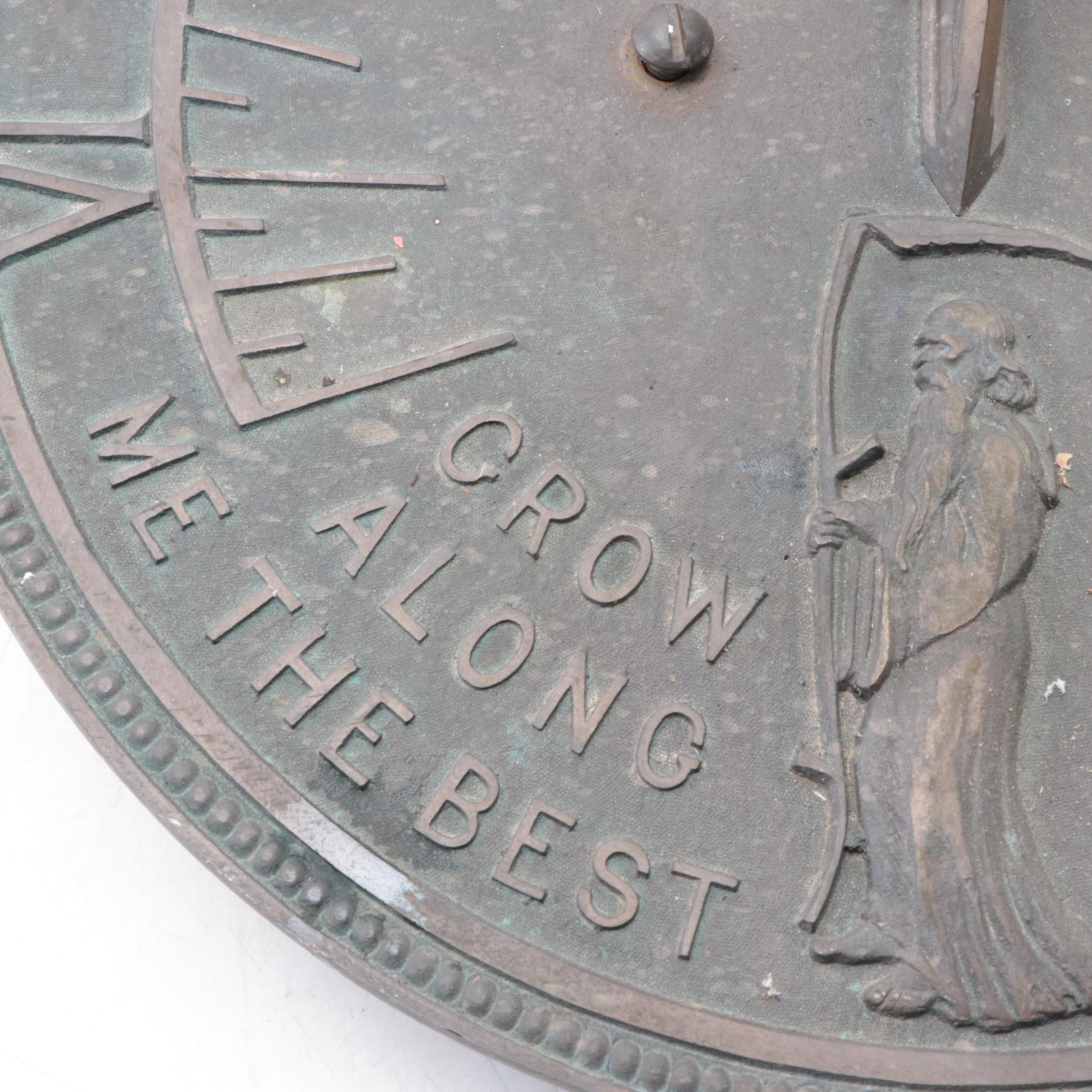 Yard Envy Father Time Motif Cast Iron and Bronze Garden Sundial
