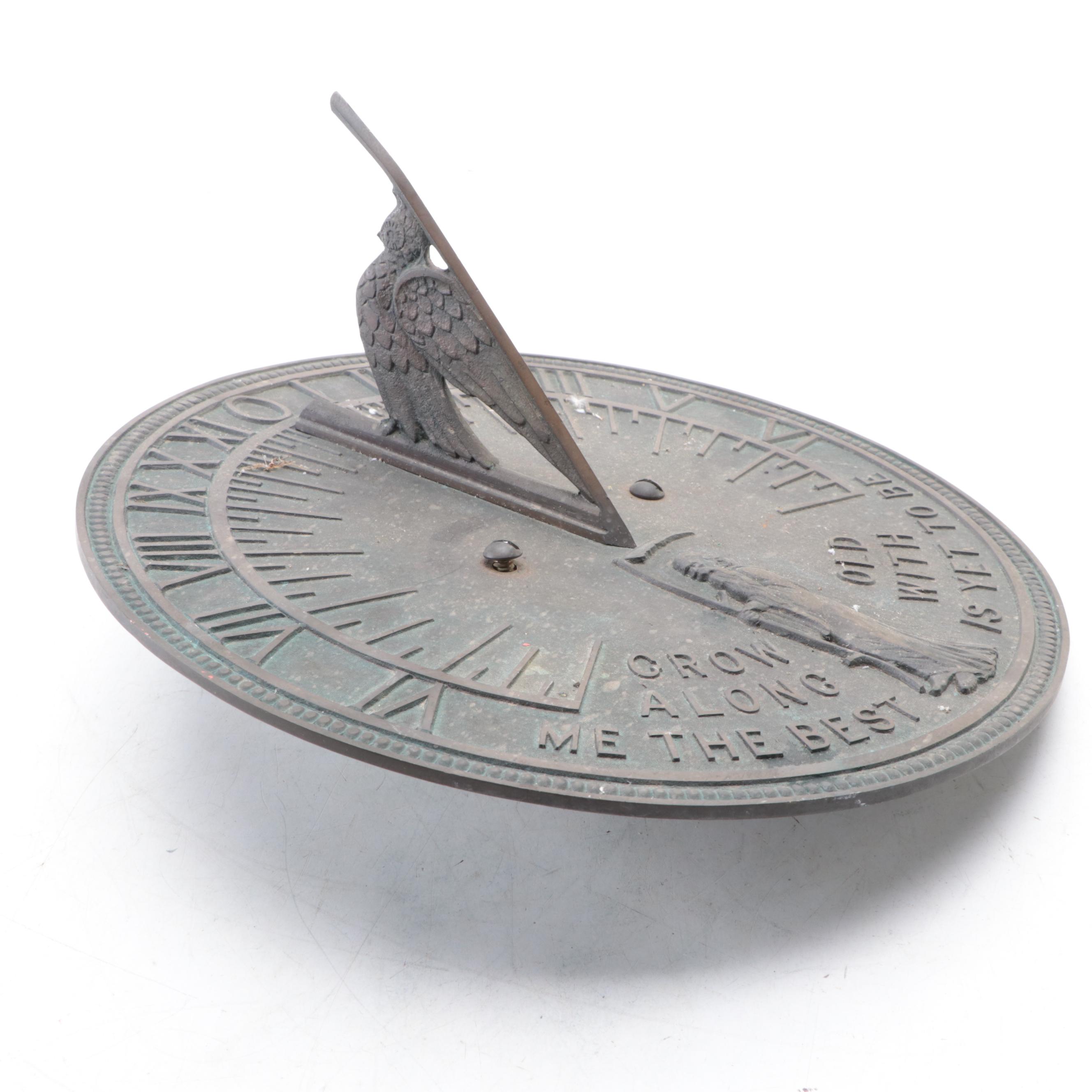 Yard Envy Father Time Motif Cast Iron and Bronze Garden Sundial