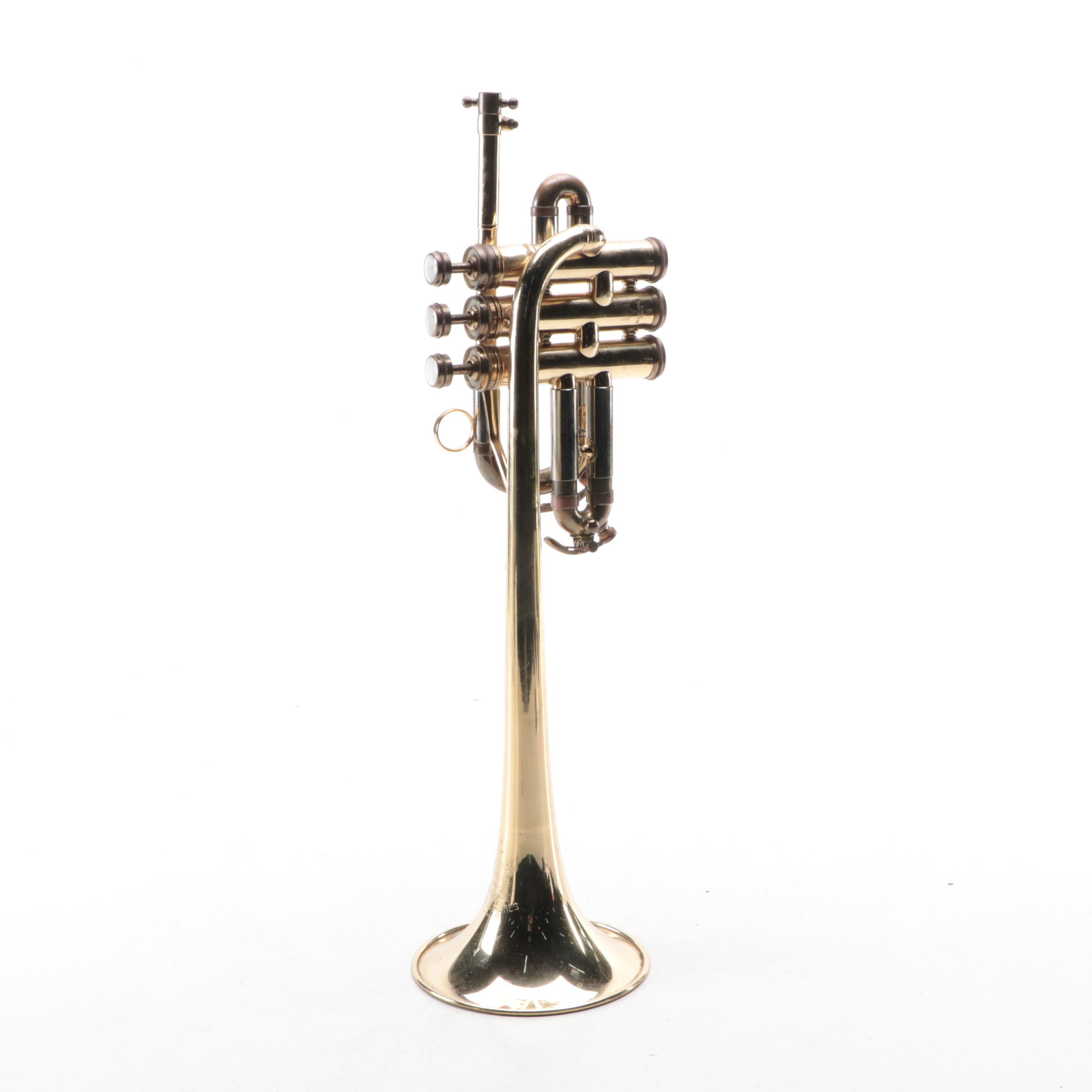 Couesnon Brass Piccolo Trumpet with Mother-of-Pearl Inlay Valves