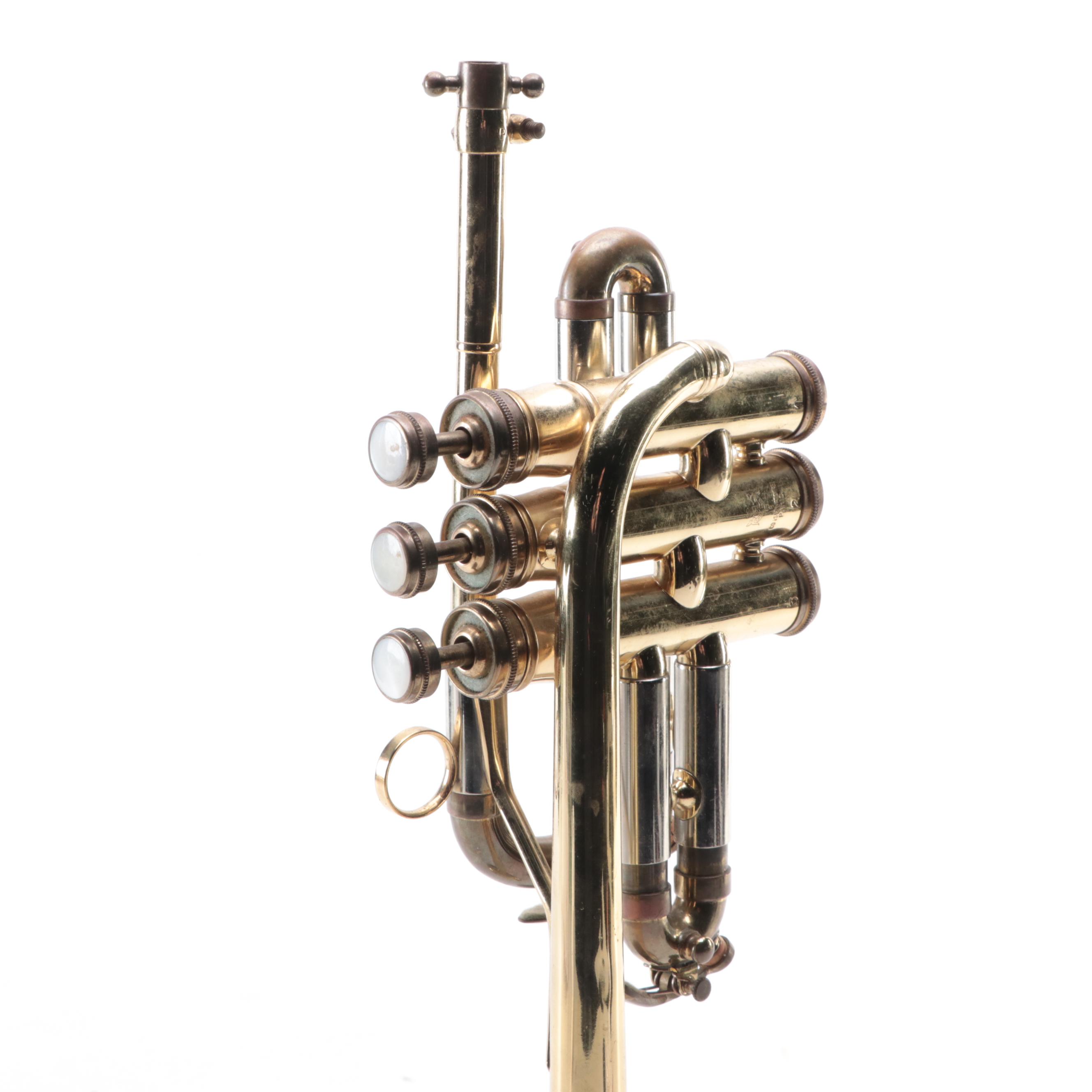 Couesnon Brass Piccolo Trumpet with Mother-of-Pearl Inlay Valves