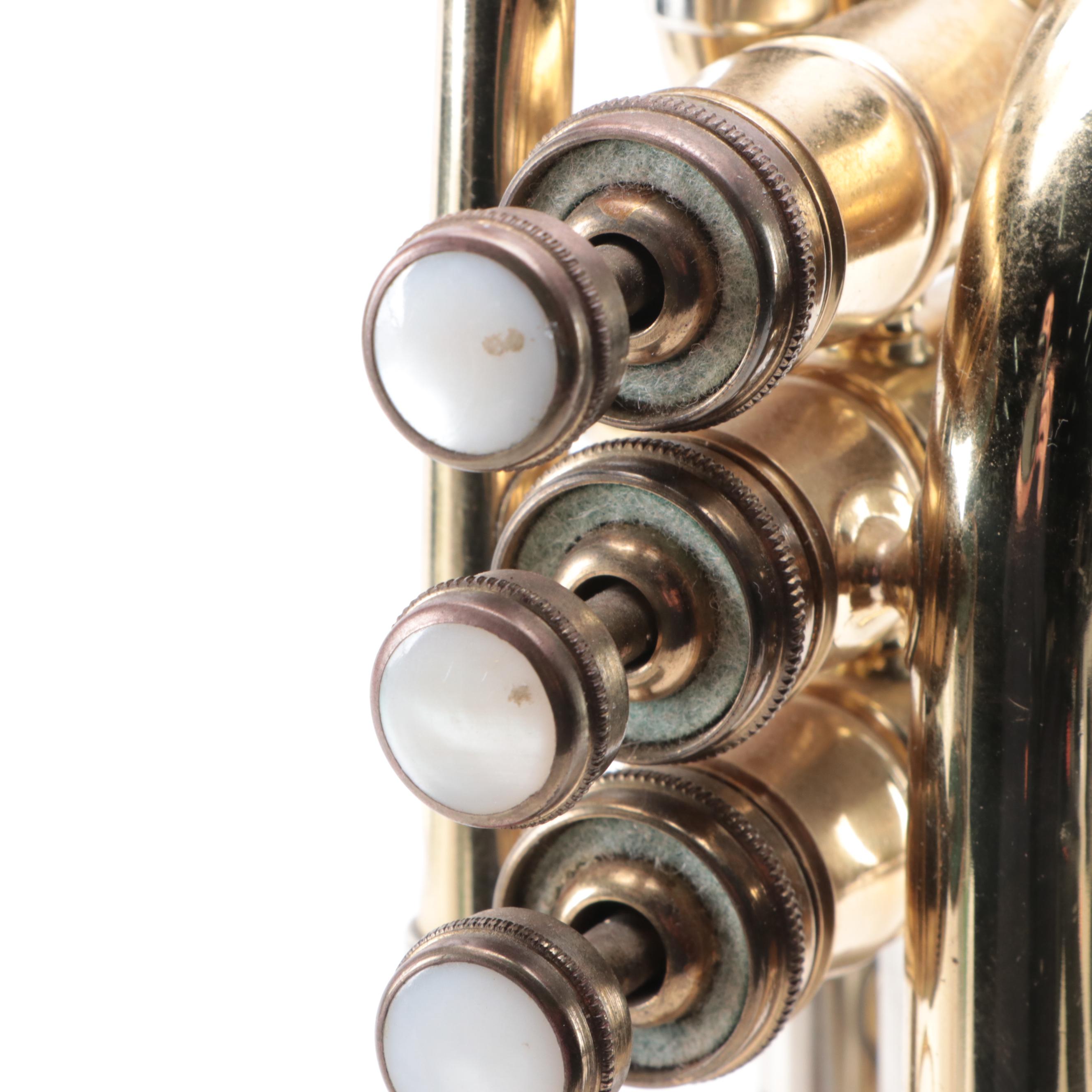 Couesnon Brass Piccolo Trumpet with Mother-of-Pearl Inlay Valves