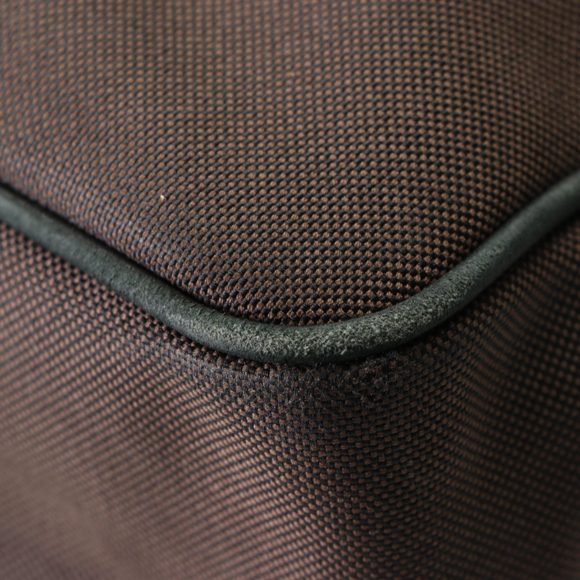 Prada Logo Jacquard Crossbody Bag in Brown Canvas and Leather Trim