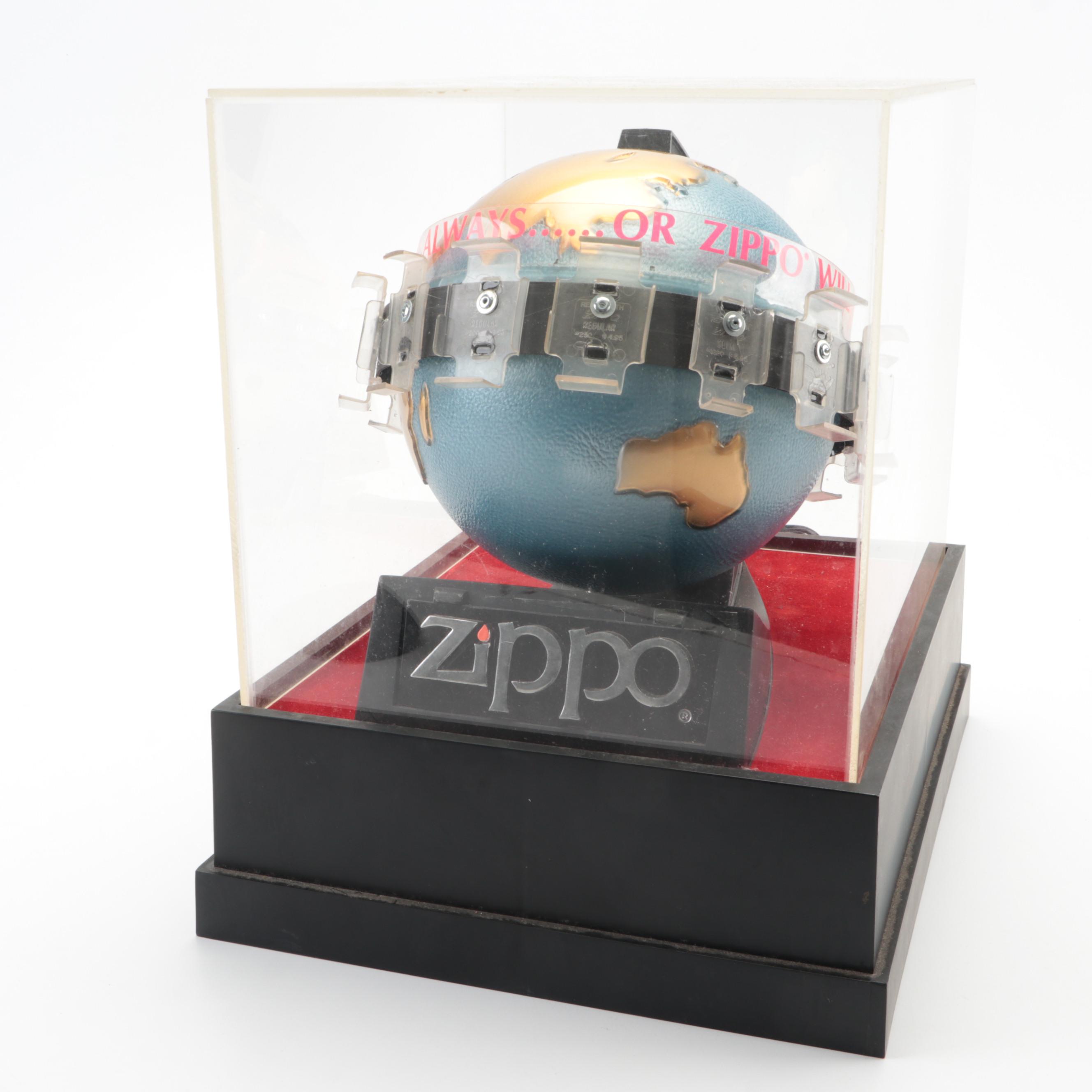 Zippo Rotating Globe Themed Lighter Display