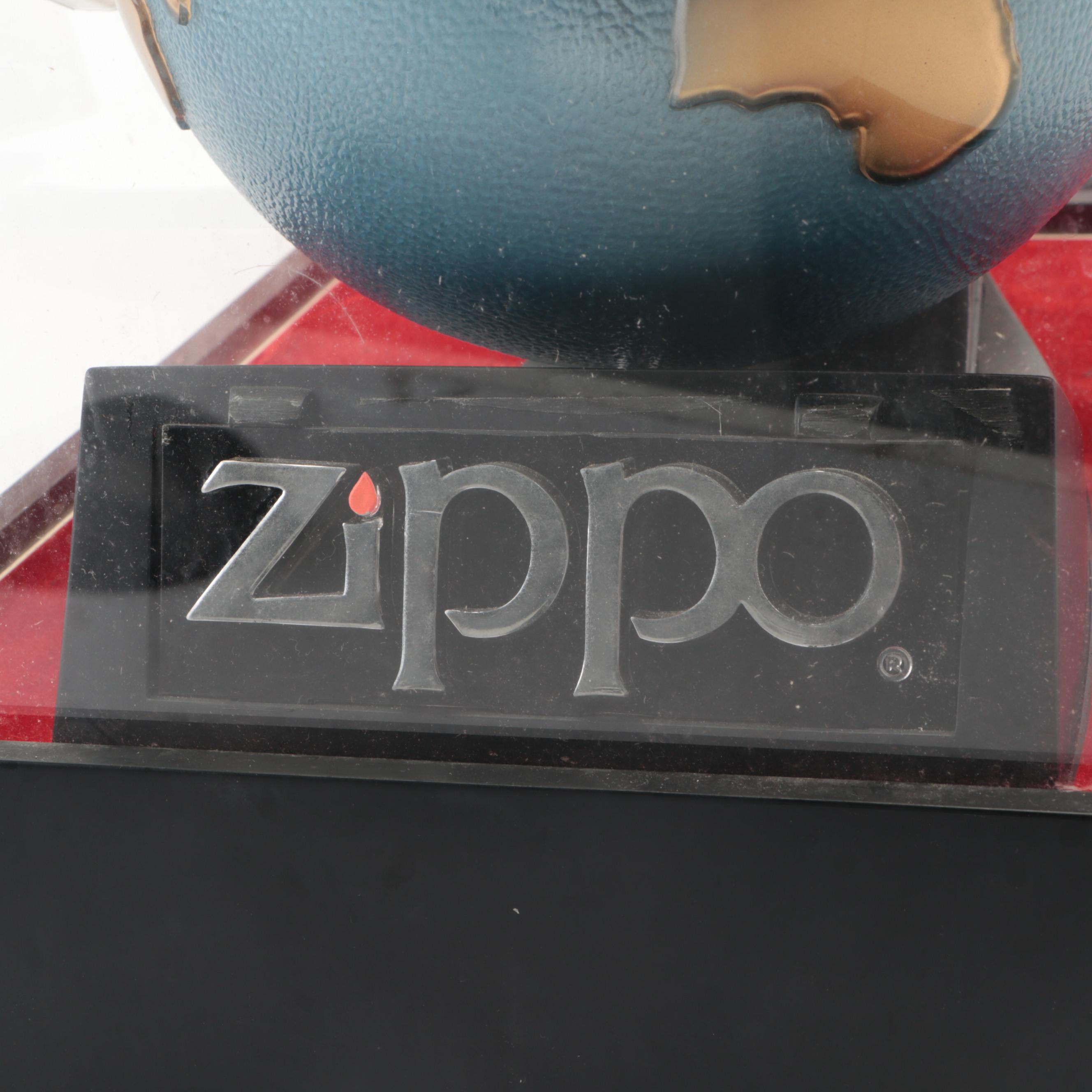 Zippo Rotating Globe Themed Lighter Display